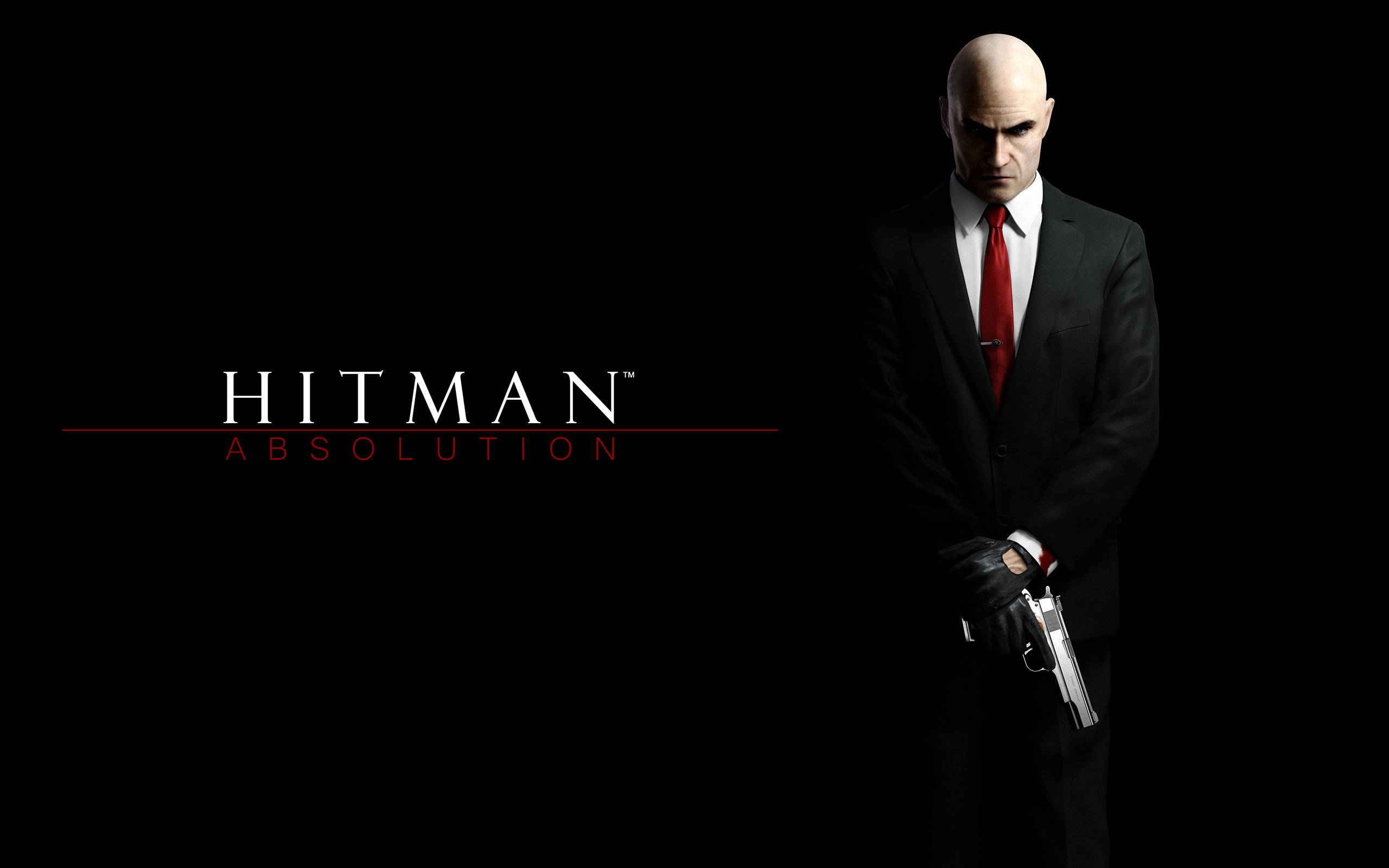 Hitman Absolution, black suit, red tie, 2K Desktop Wallpaper