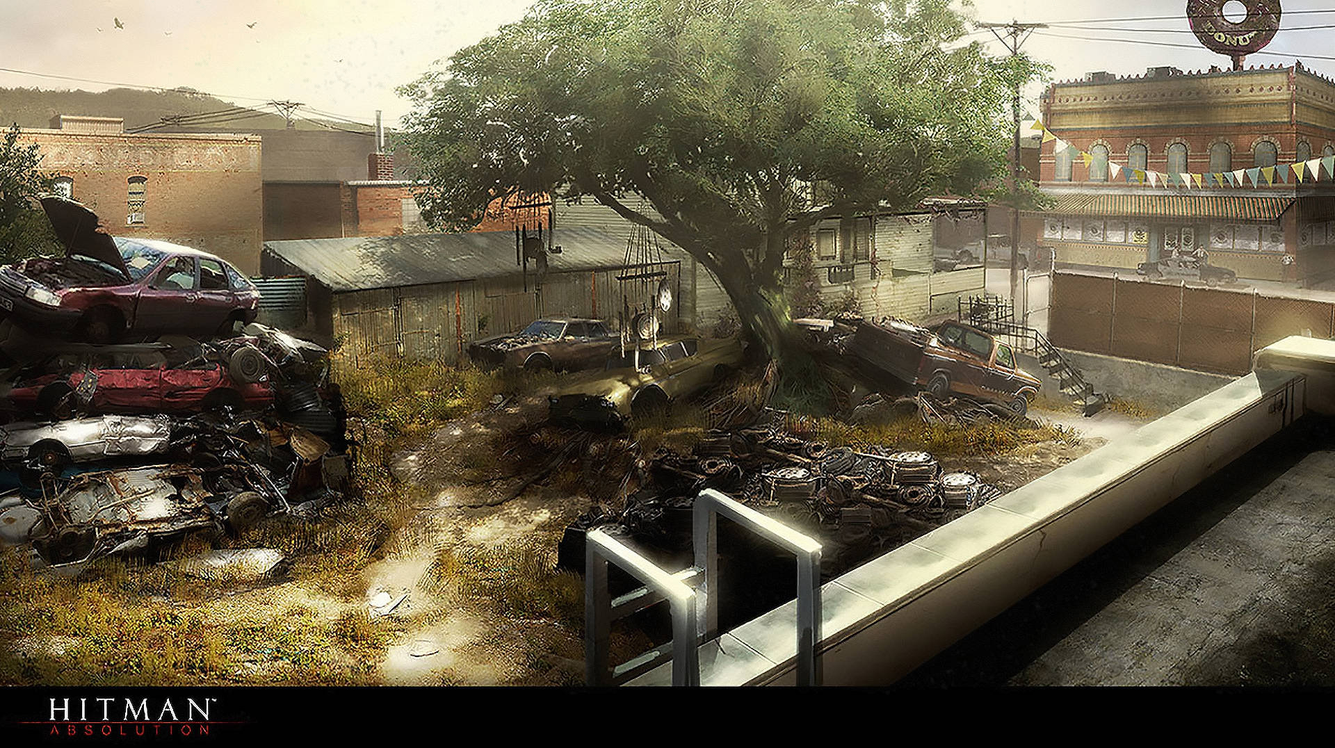 Hitman Absolution HD, street chaos, abandoned cars, Full HD Desktop Wallpaper
