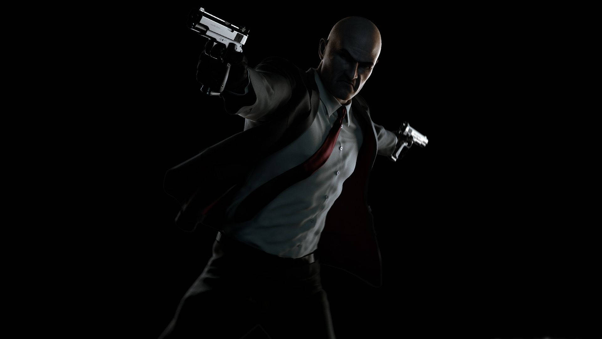 Hitman, bald assassin, white shirt, Full HD Desktop Wallpaper
