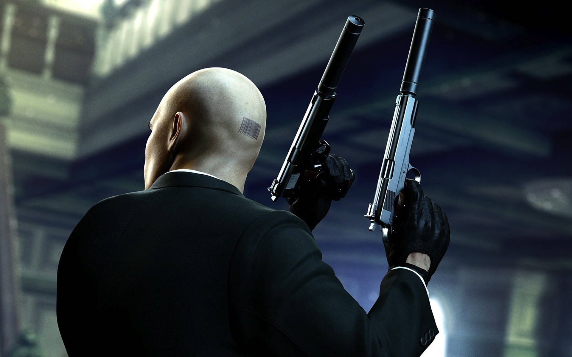 Hitman HD, bar code, bald man, Full HD Desktop Wallpaper
