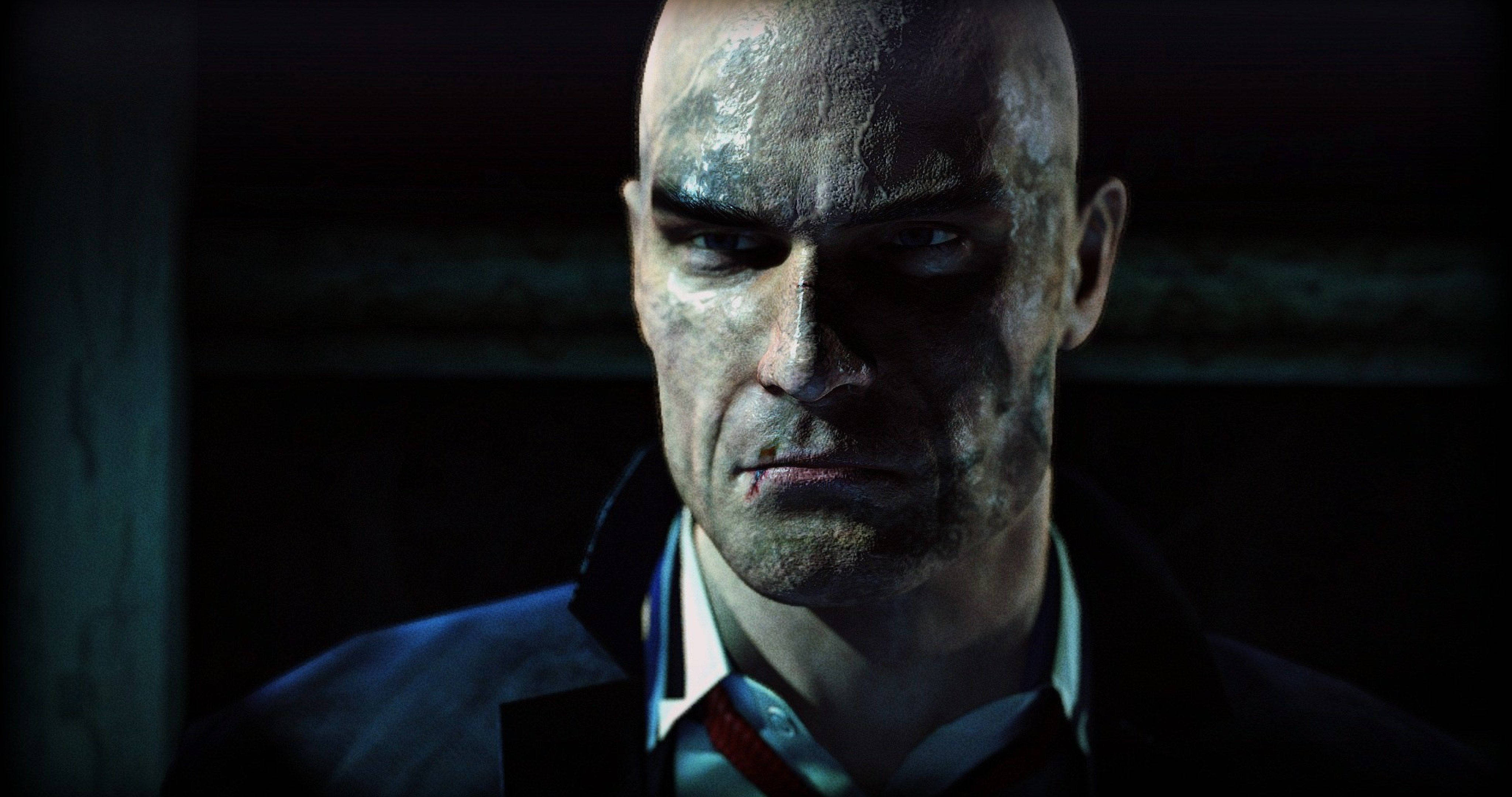Hitman Absolution, bald man, grim expression, 4K Desktop Wallpaper