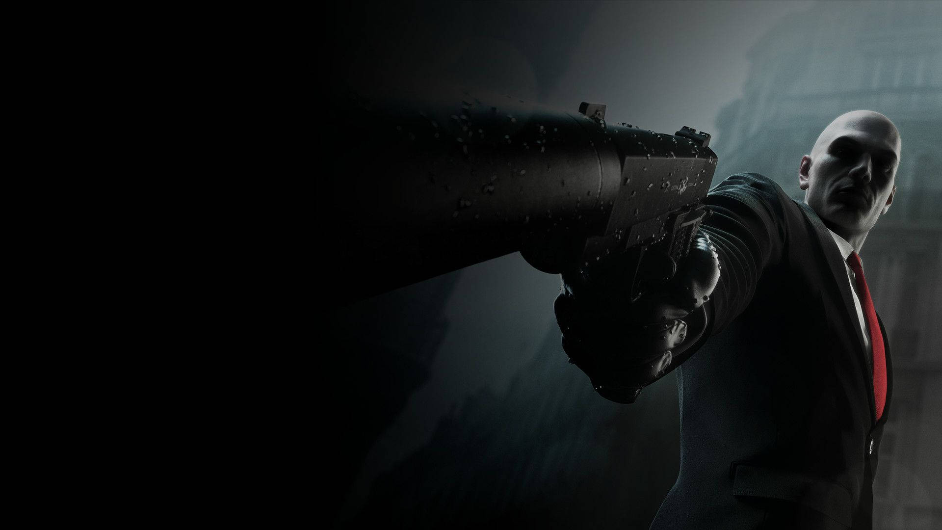 Hitman Absolution, gun with silencer, bald man in a suit, Full HD Desktop Wallpaper