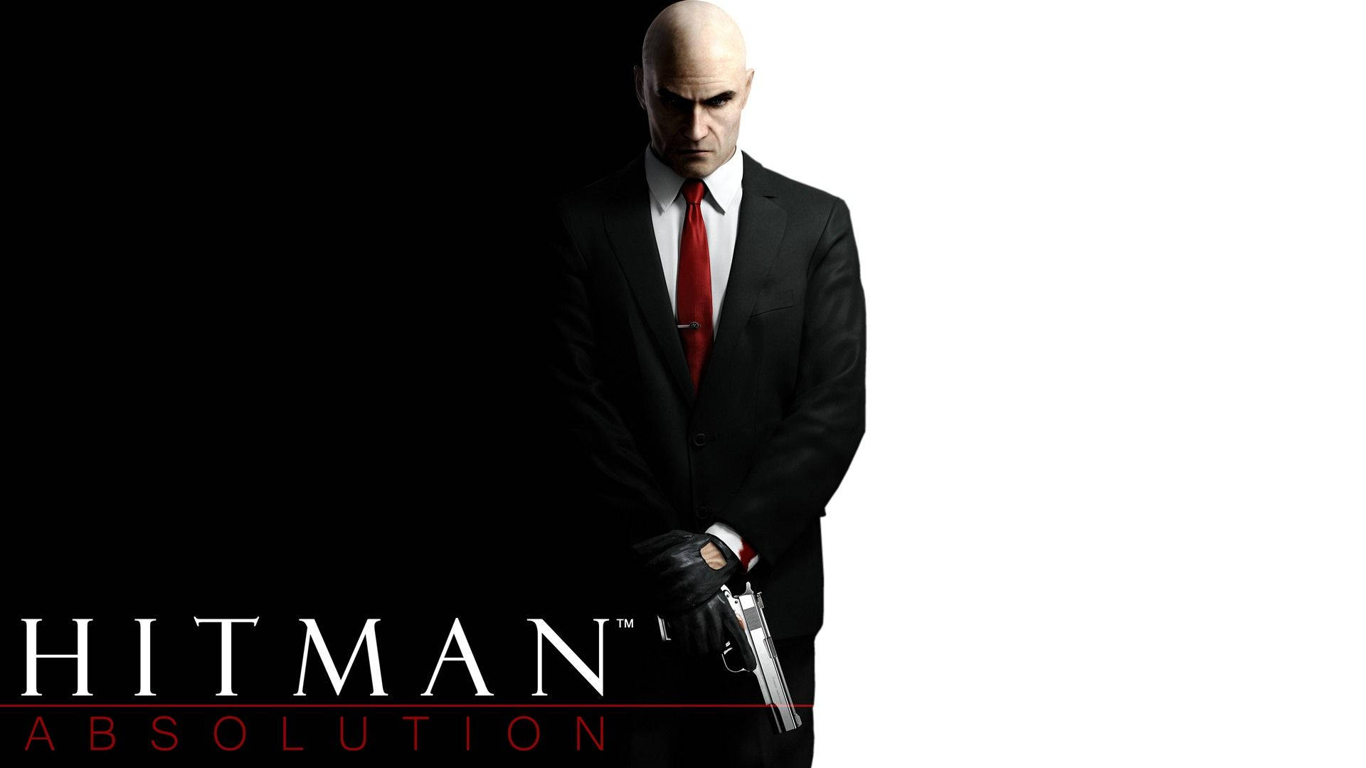Hitman Absolution, bald man, black suit, Full HD Desktop Wallpaper
