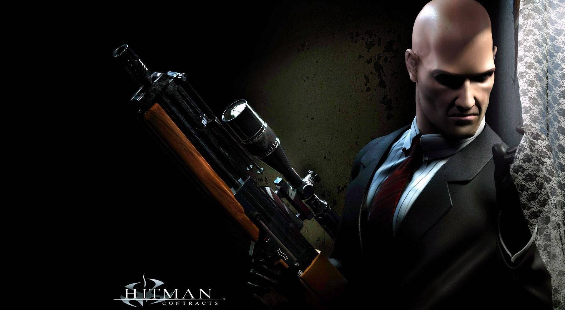 Hitman Agent 47, sniper rifle, bald assassin, Full HD Desktop Wallpaper
