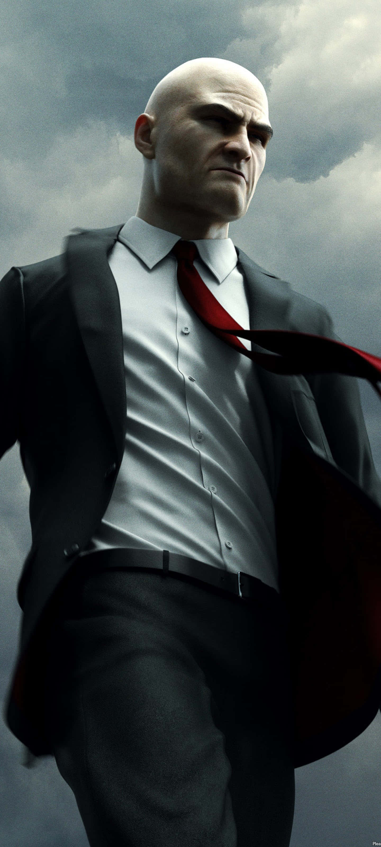 Hitman Agent 47, black suit, red tie, 2K Phone Wallpaper