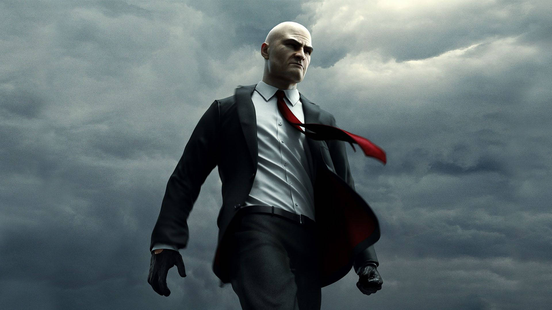 Agent 47, black suit, red tie, Full HD Desktop Wallpaper