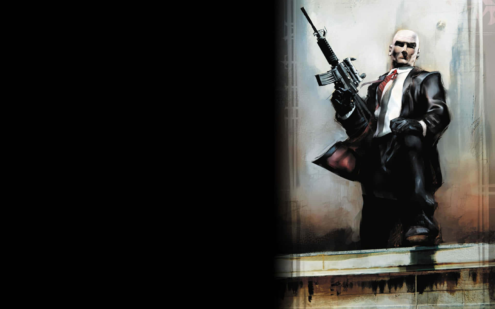 Hitman Agent 47, black suit, red tie, Full HD Desktop Wallpaper