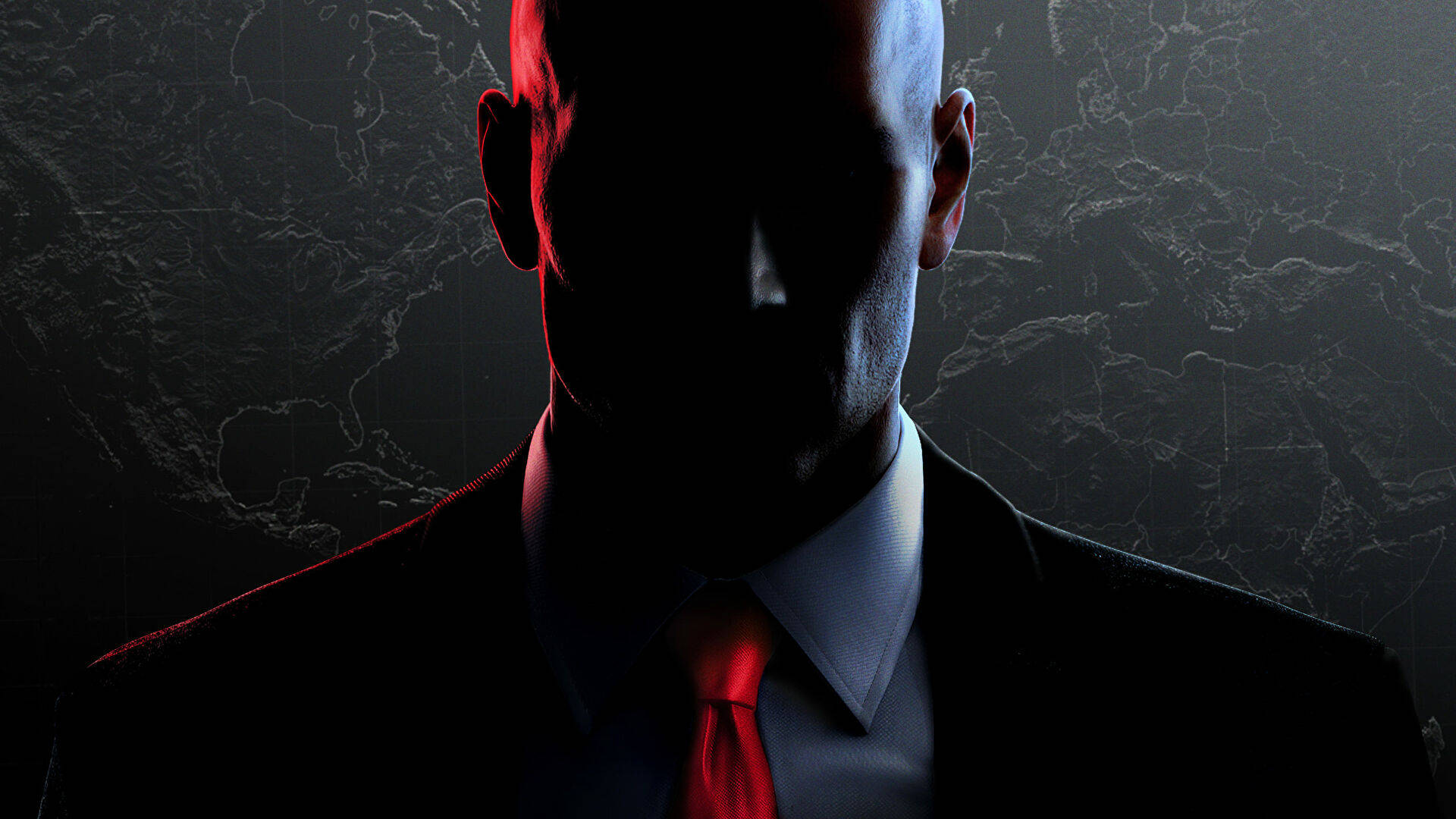Hitman Black, bald man, suit, Full HD Desktop Wallpaper