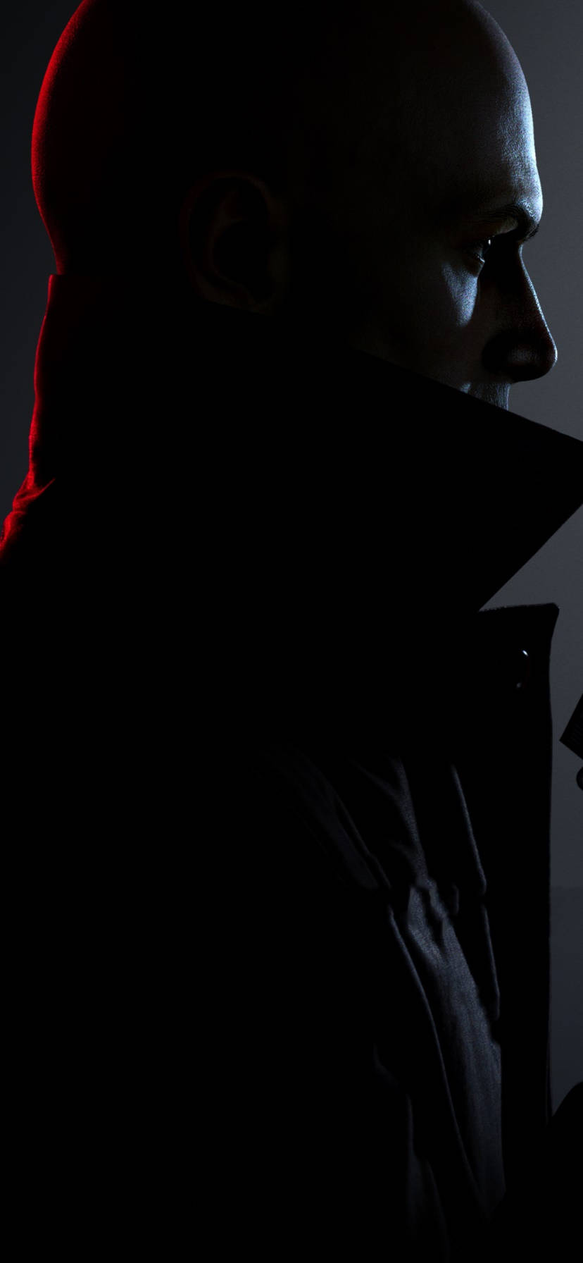 Hitman Black, dark coat, bald man, HD Phone Wallpaper