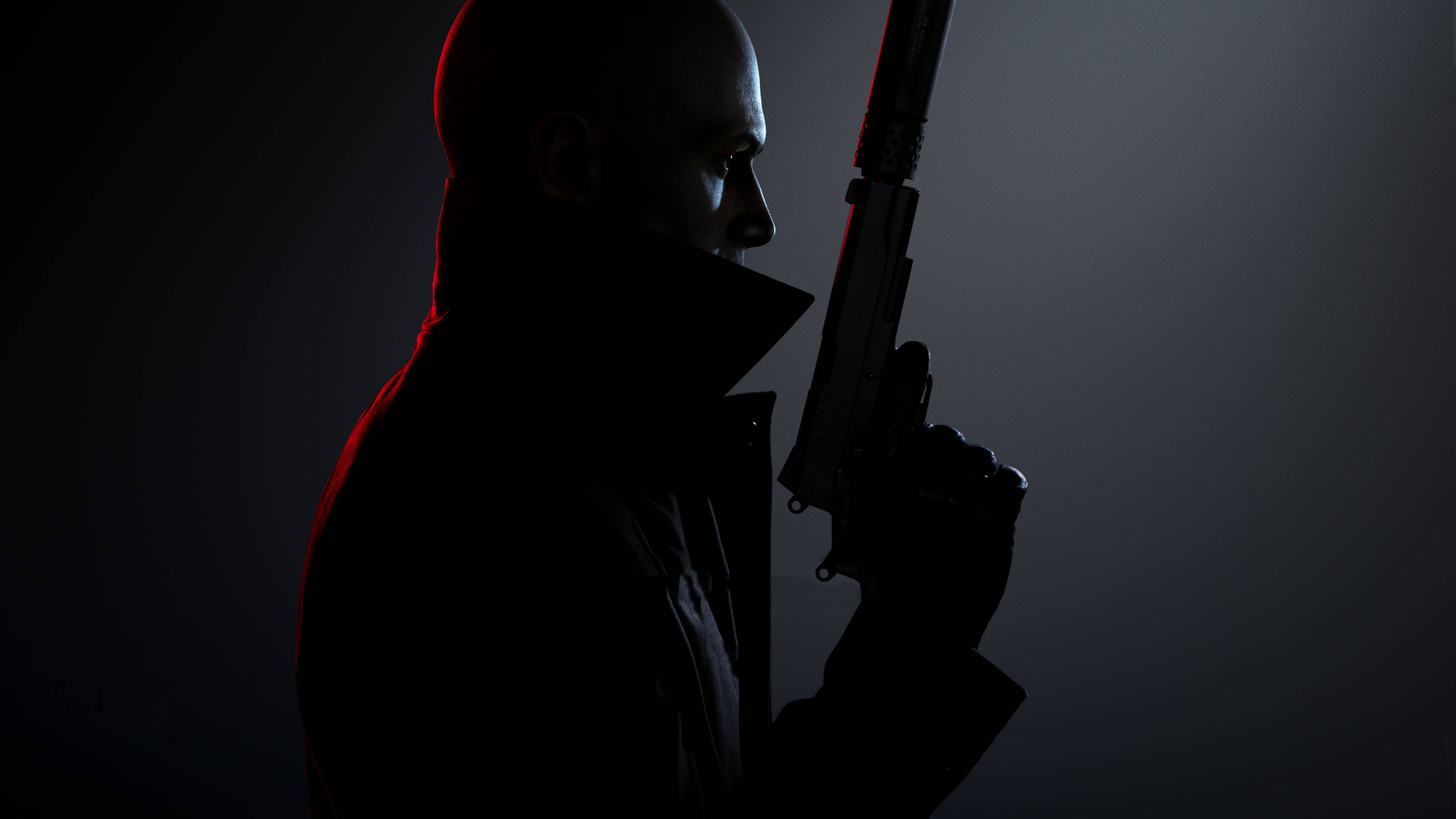 Hitman Black, bald man, silhouette, 4K Desktop Wallpaper