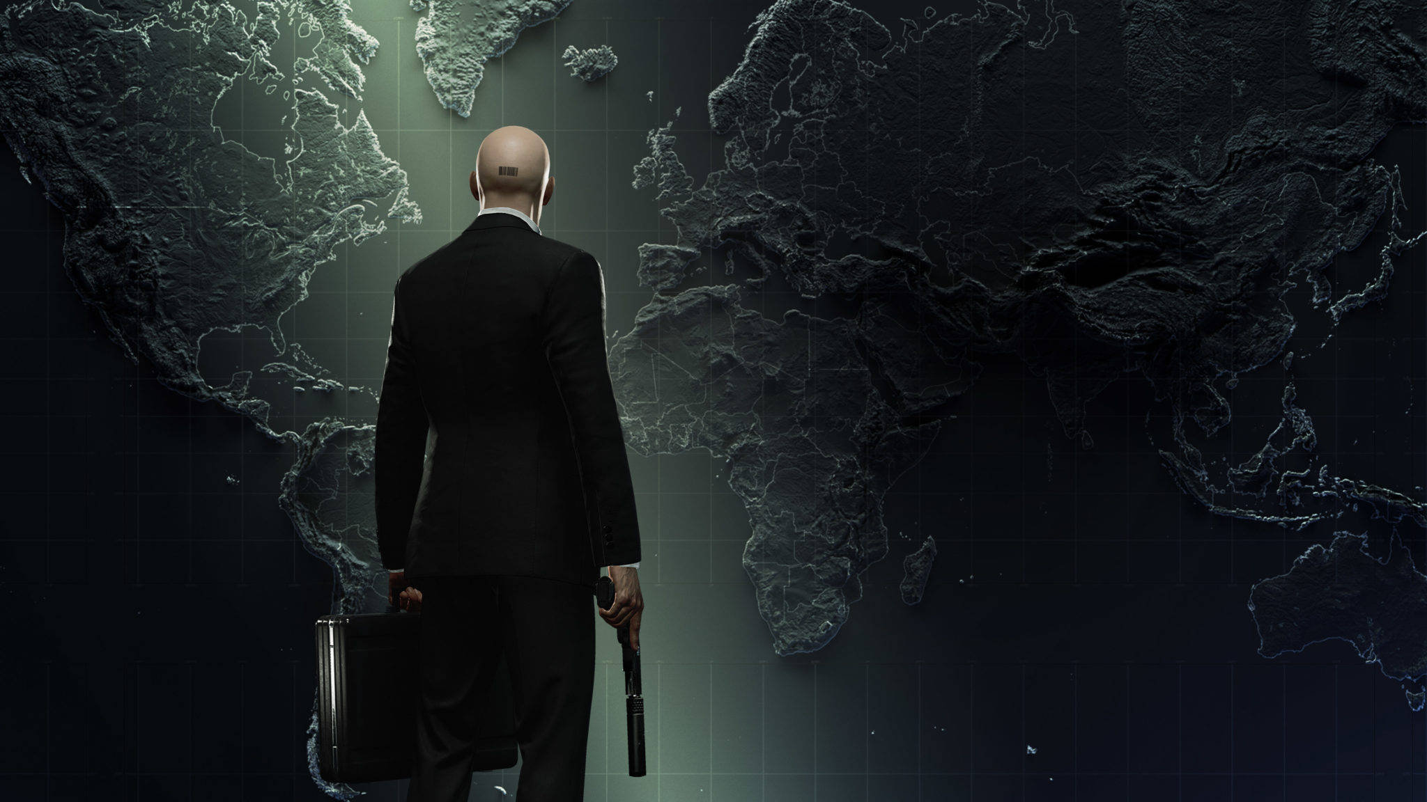 Hitman Black, black suit, briefcase, Full HD Desktop Wallpaper