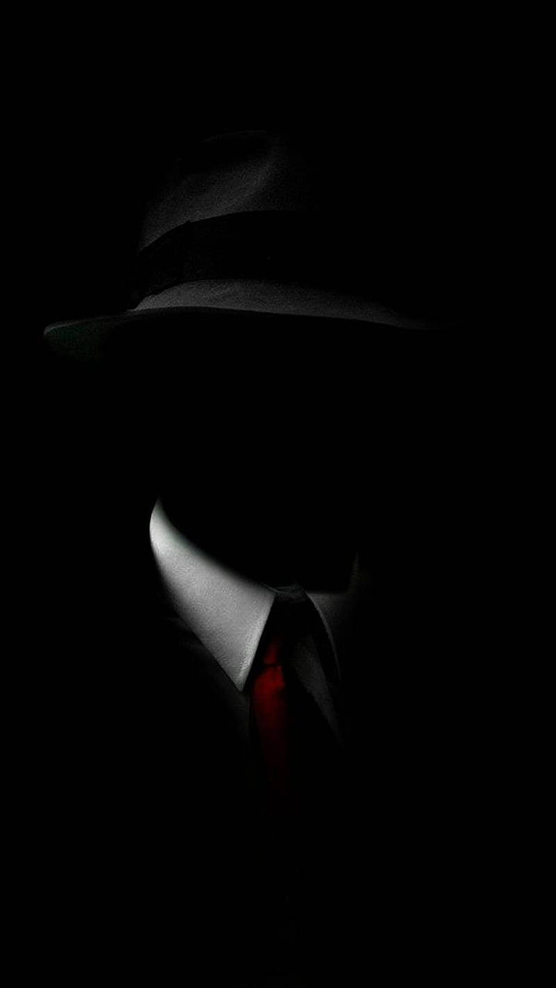 Hitman Black, fedora, red tie, HD Phone Wallpaper