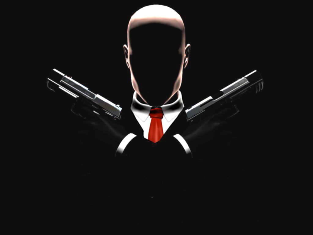 Hitman Black, black suit, red tie, SD Desktop Wallpaper