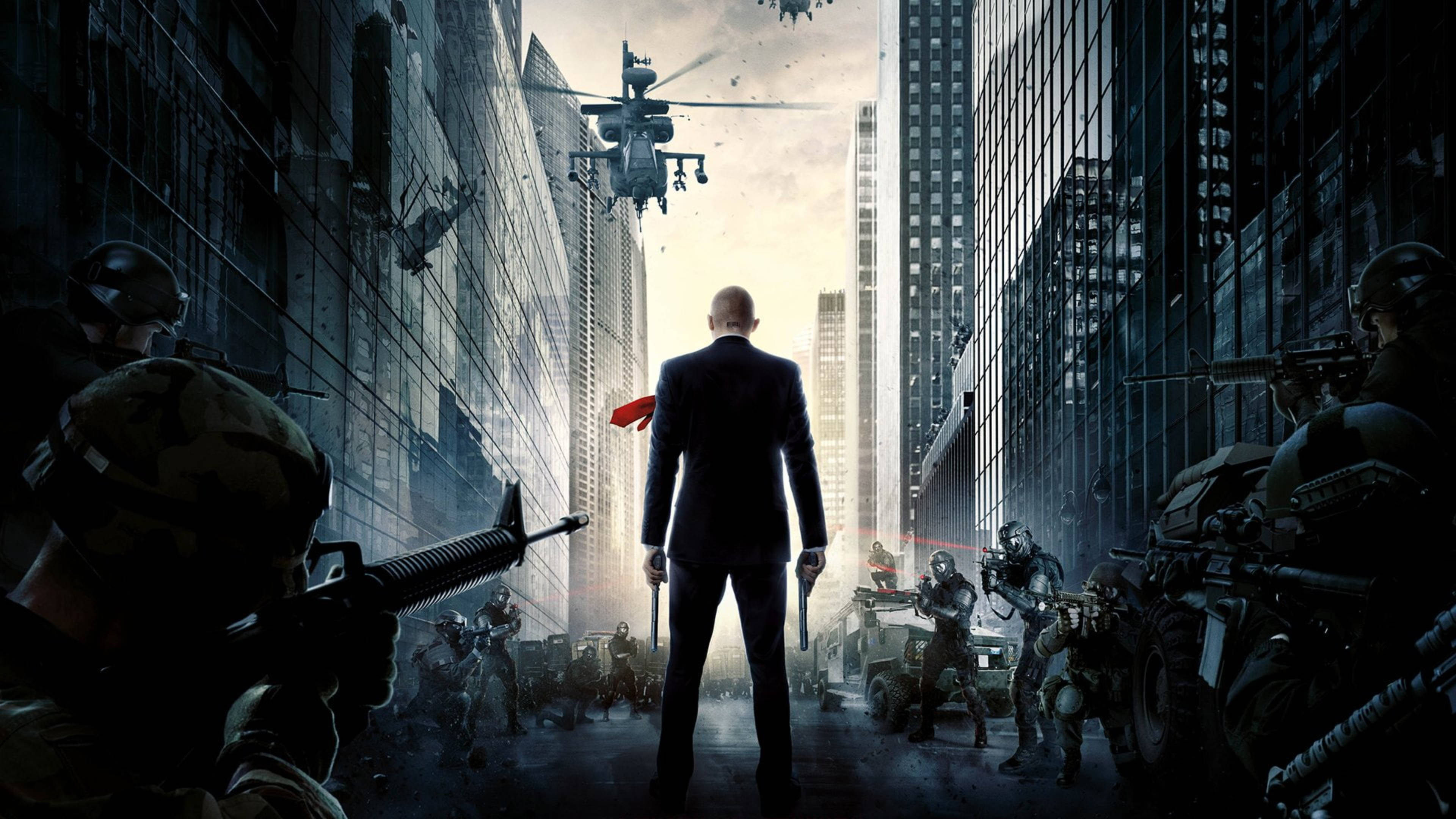 Hitman Full 4K, soldiers, helicopter, 4K Desktop Wallpaper