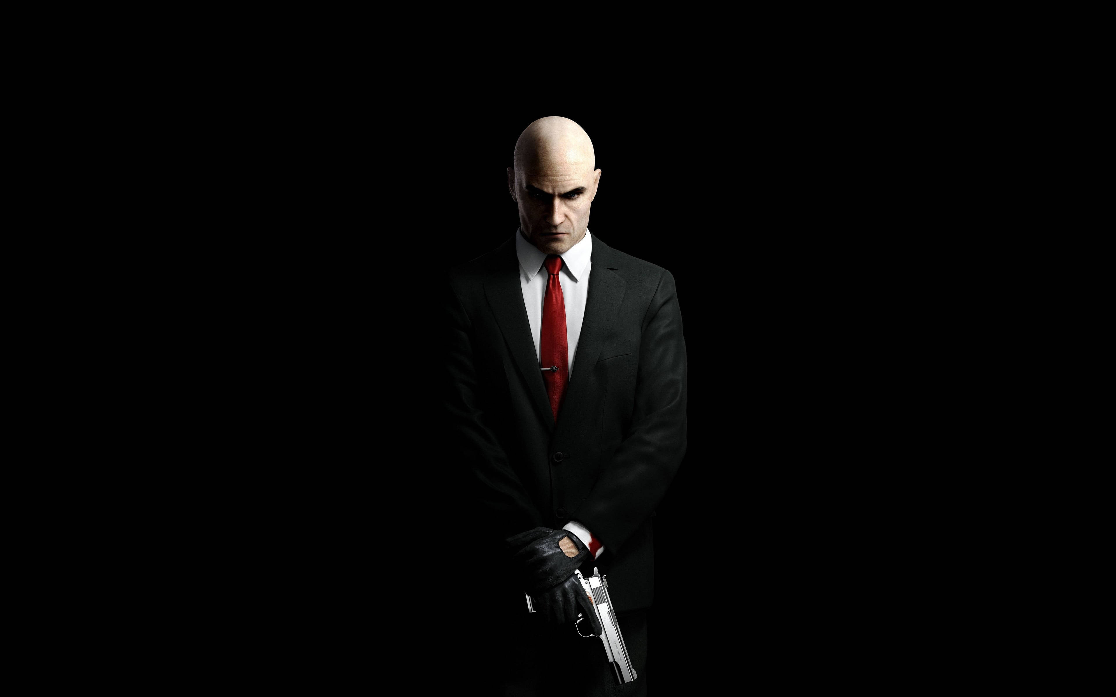 Hitman Full 4K, black suit, red tie, 4K Desktop Wallpaper