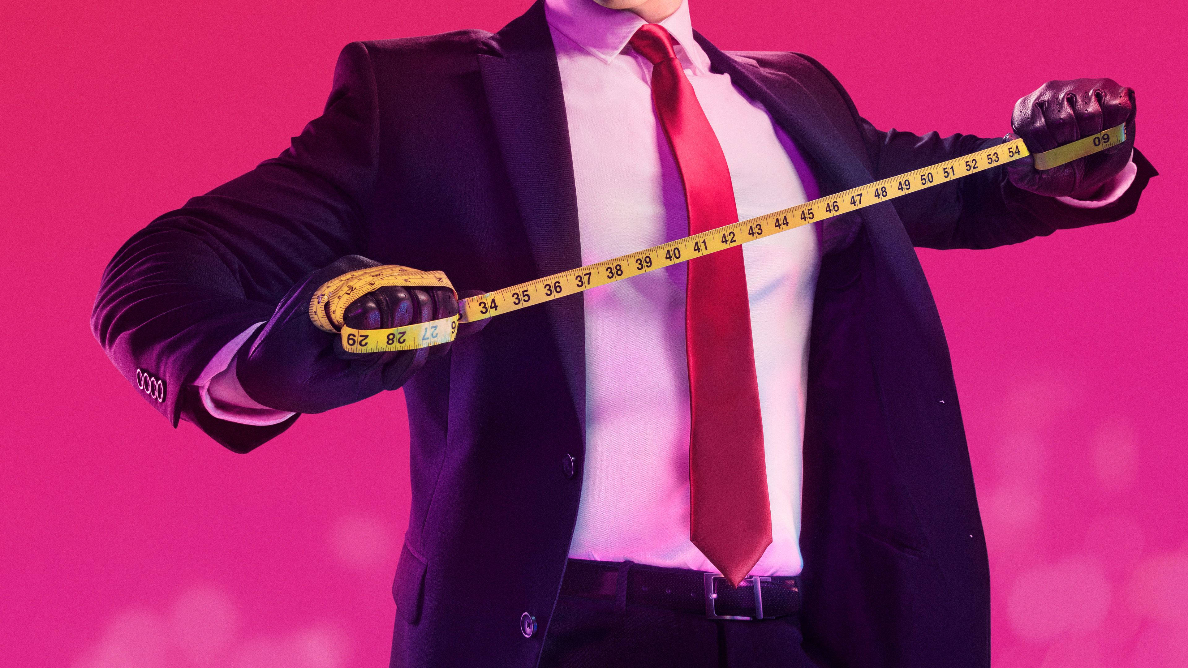 Hitman Full 4K, measuring tape, businessman, 4K Desktop Wallpaper