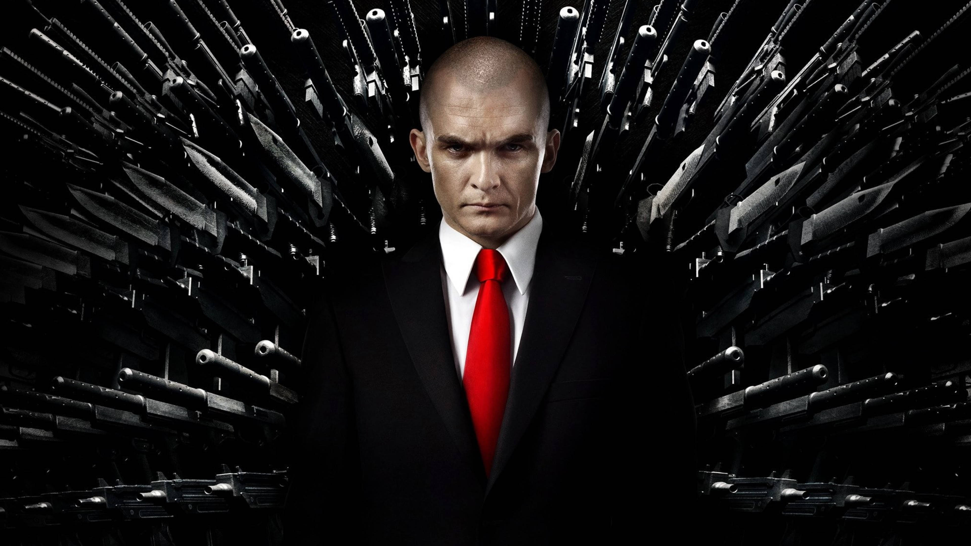 Hitman Full 4K, black suit, red tie, 4K Desktop Wallpaper