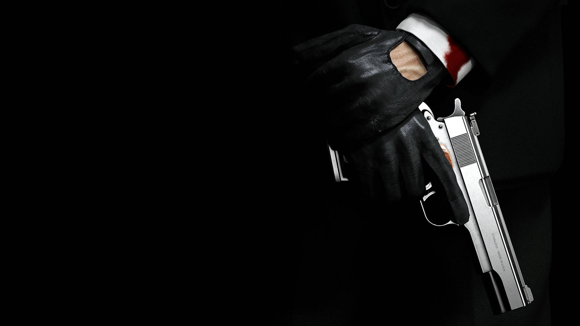Hitman HD, bloodstained cuff, silver pistol, Full HD Desktop Wallpaper