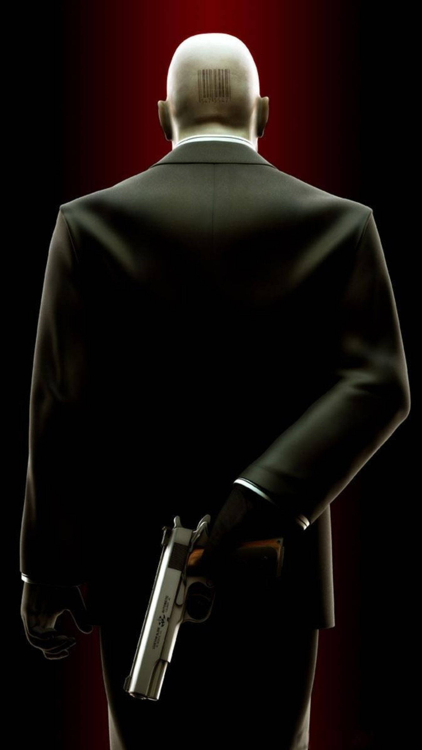 Hitman Phone, bald man, black suit, 2K Phone Wallpaper