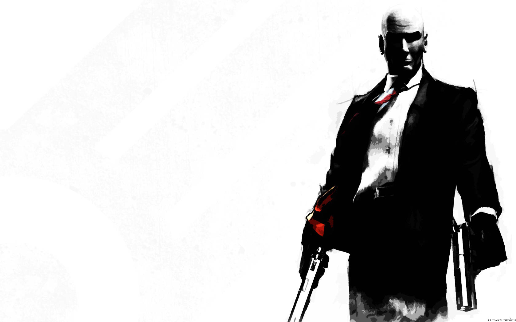 Hitman, black and white, bald man, HD Desktop Wallpaper