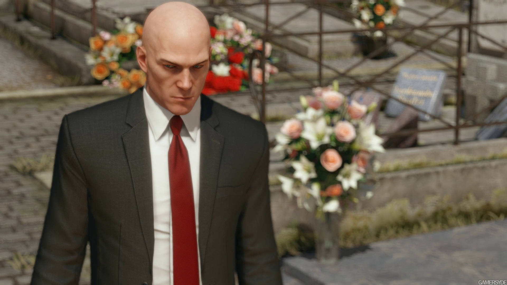 Hitman, cemetery, bald man, Full HD Desktop Wallpaper