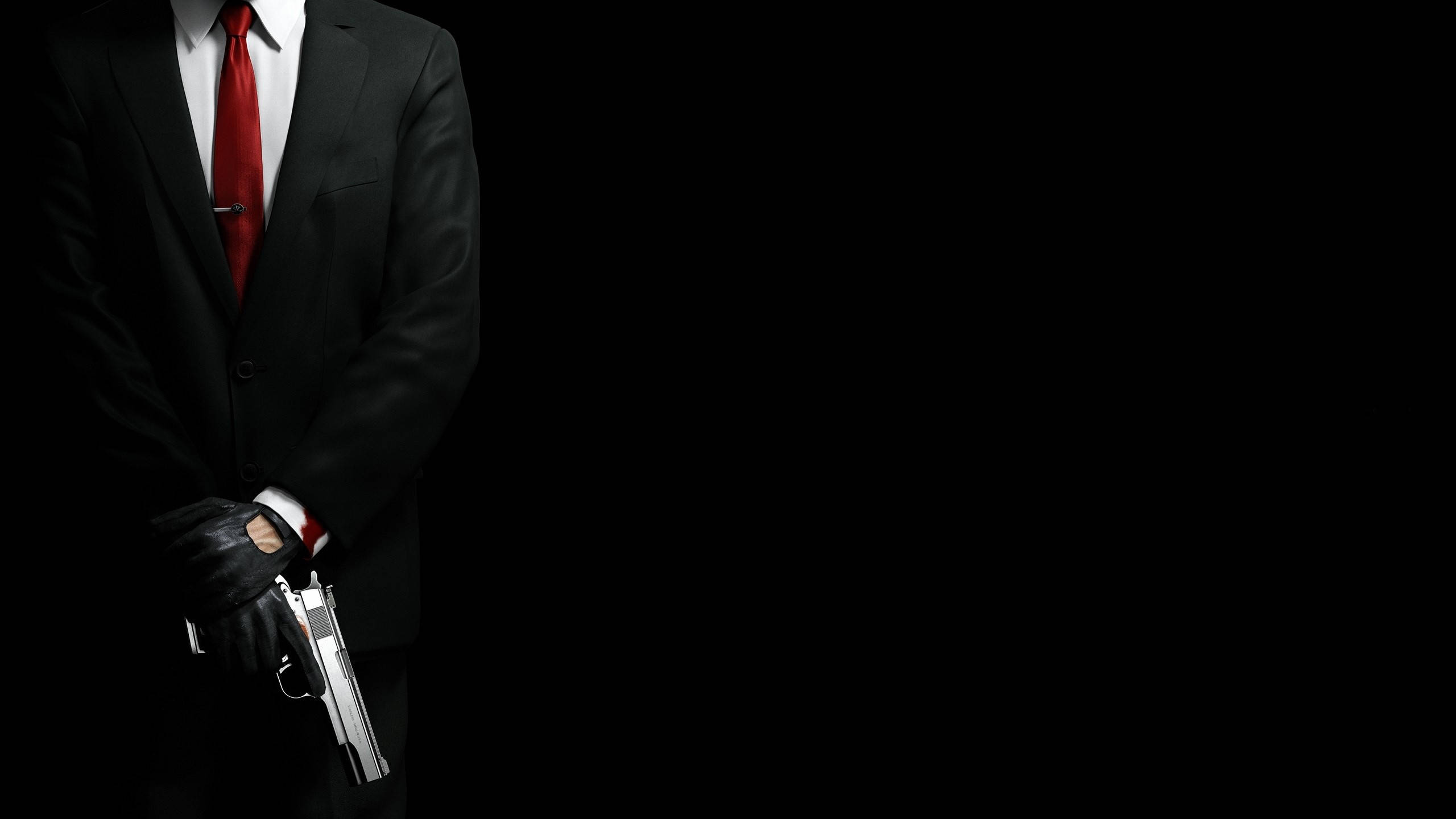 Hitman, black suit, red tie, 2K Desktop Wallpaper