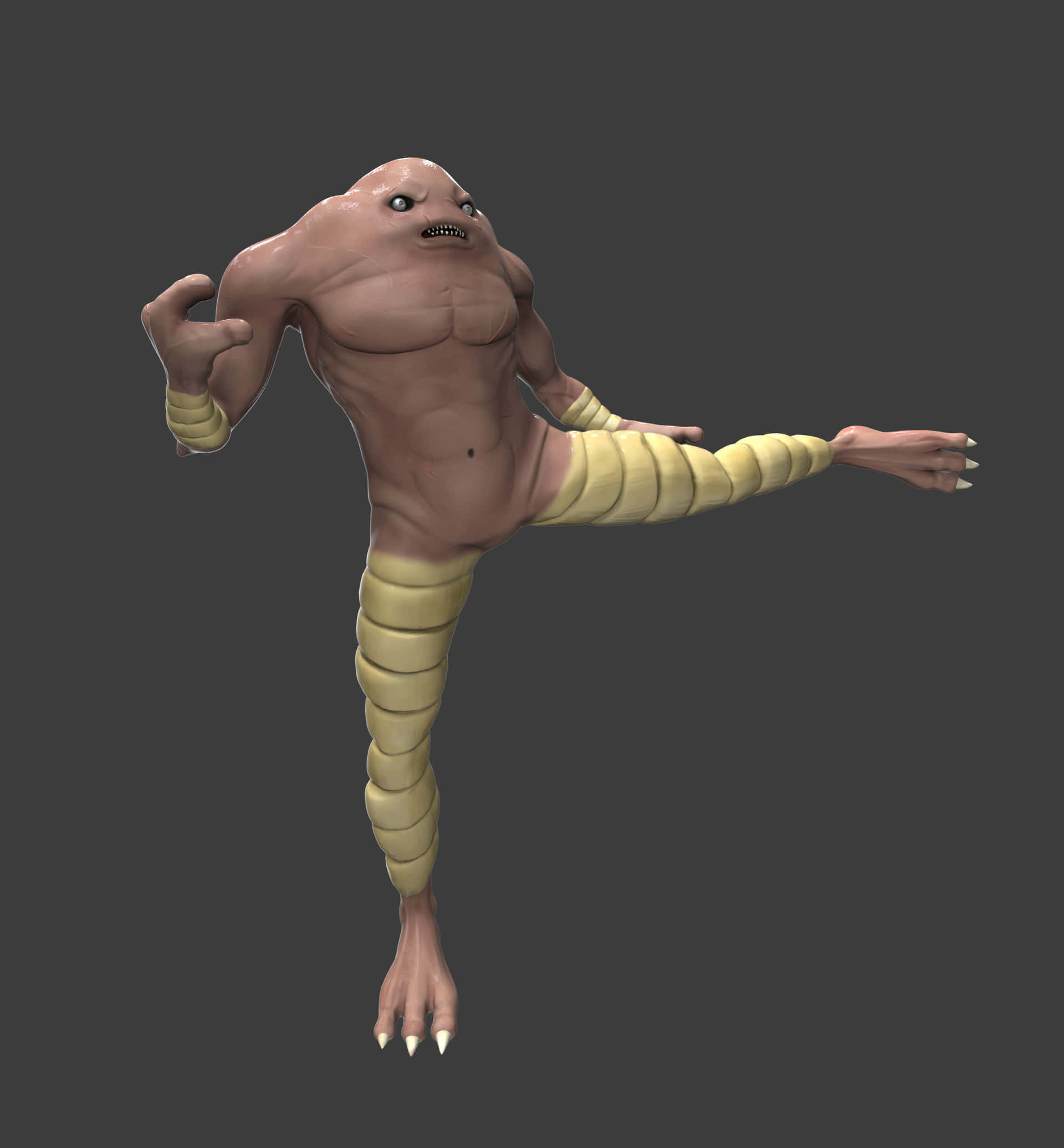 Hitmonlee, muscular humanoid creature, segmented yellow tail, Full HD Phone Wallpaper