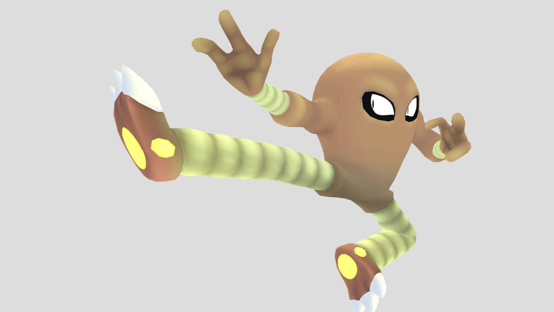 Hitmonlee, tan body, striped legs, Full HD Desktop Wallpaper