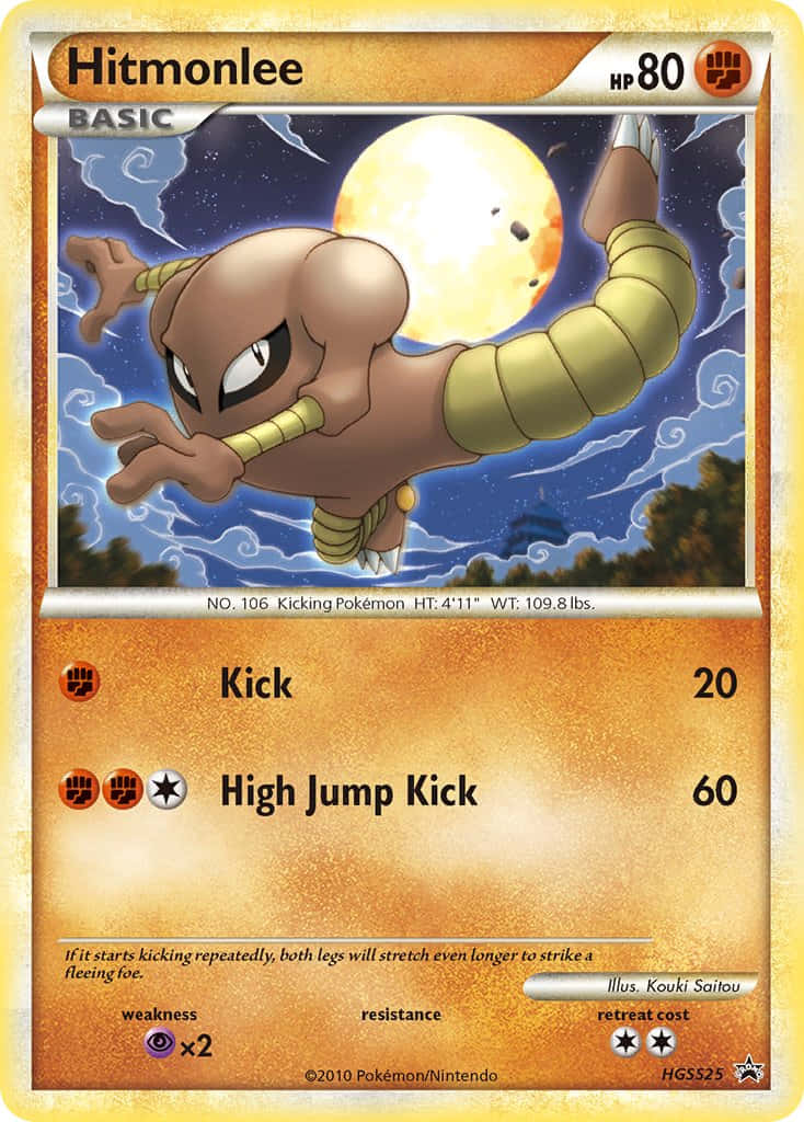 Hitmonlee, moon, night sky, SD Phone Wallpaper