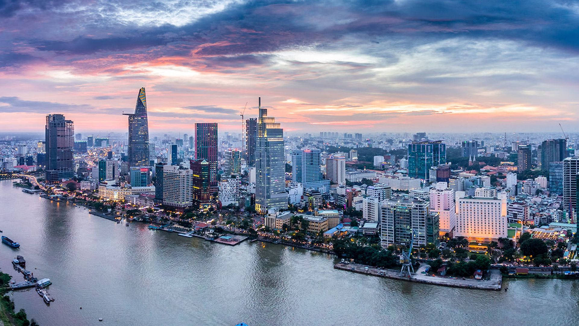 Ho Chi Minh City, modernized city, aerial view, Full HD Desktop Wallpaper