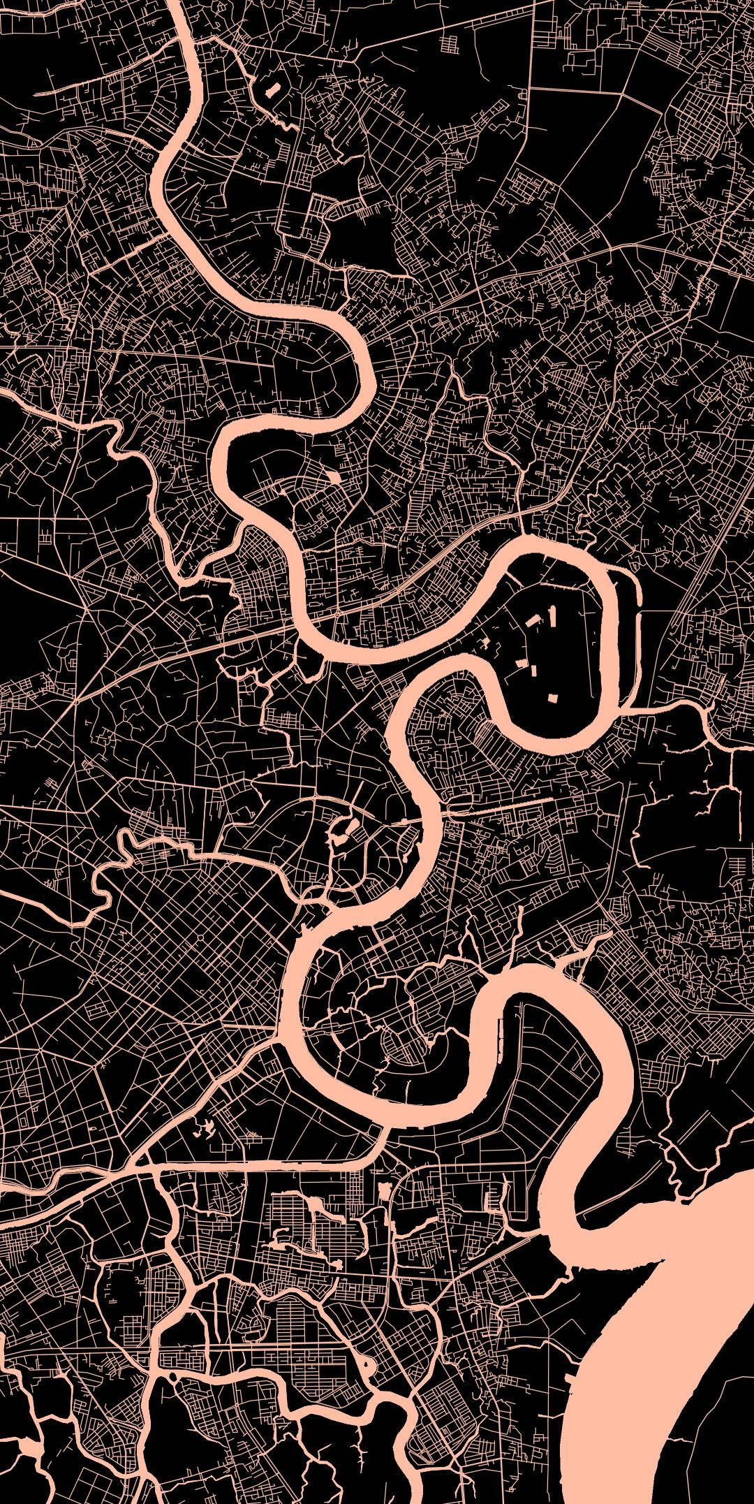 Ho Chi Minh City, winding river, peach, Full HD Phone Wallpaper