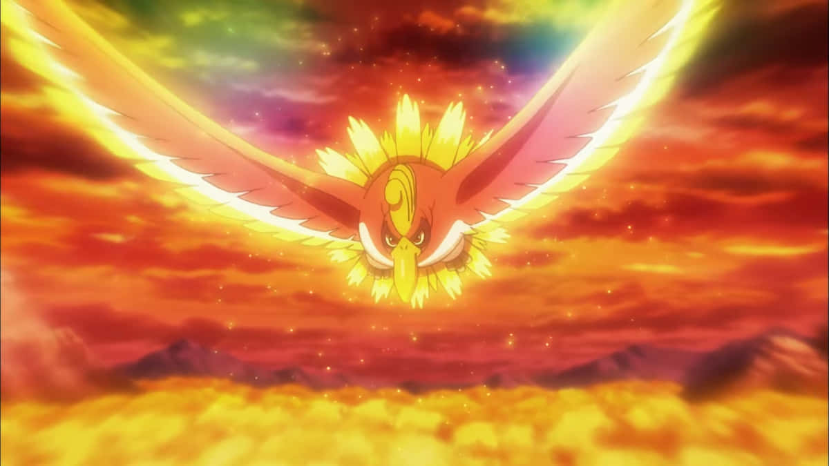 Ho-oh, orange sky, fiery sunset sky, SD Desktop Wallpaper
