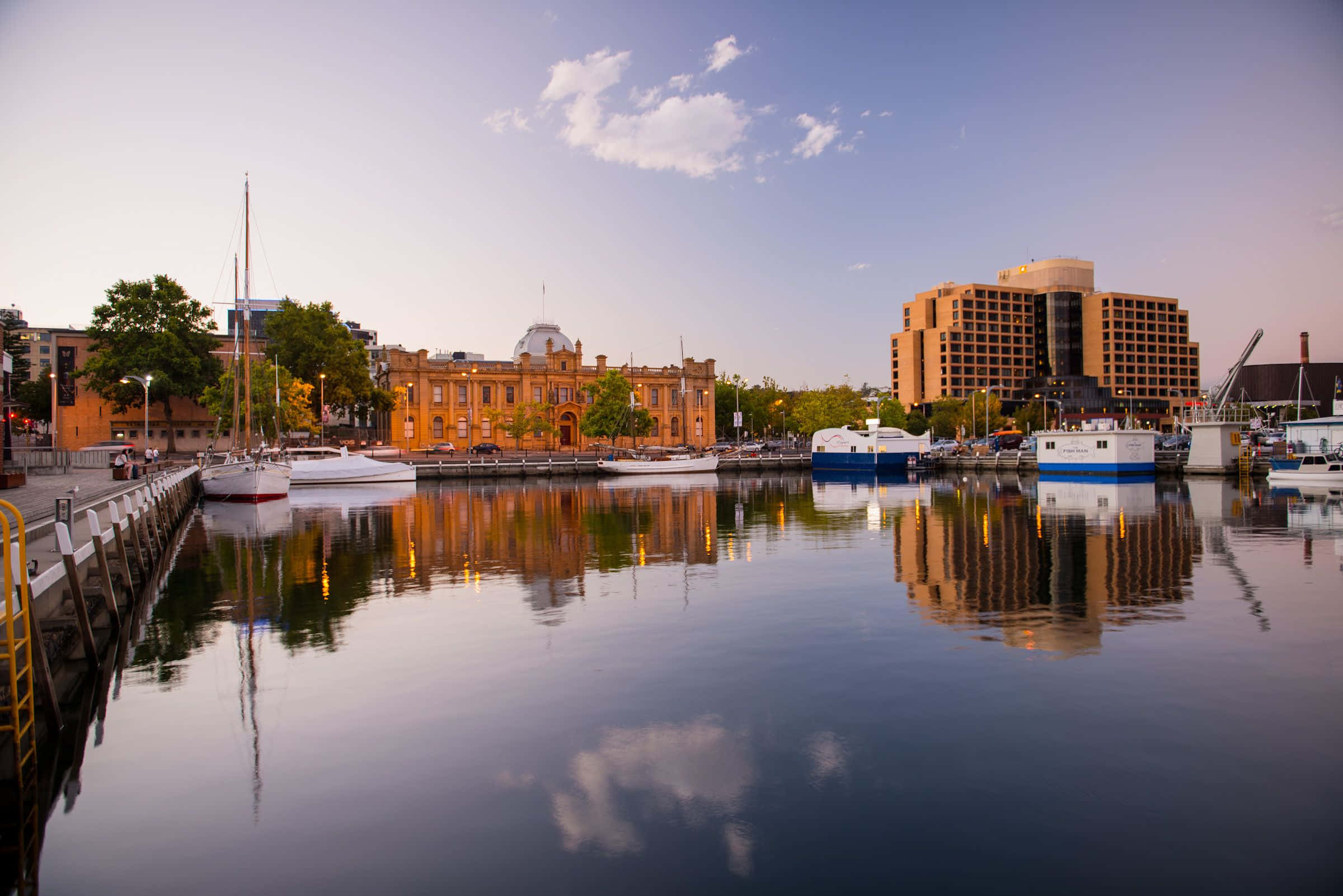 Hobart Australia, sunset, harbor, Full HD Desktop Wallpaper