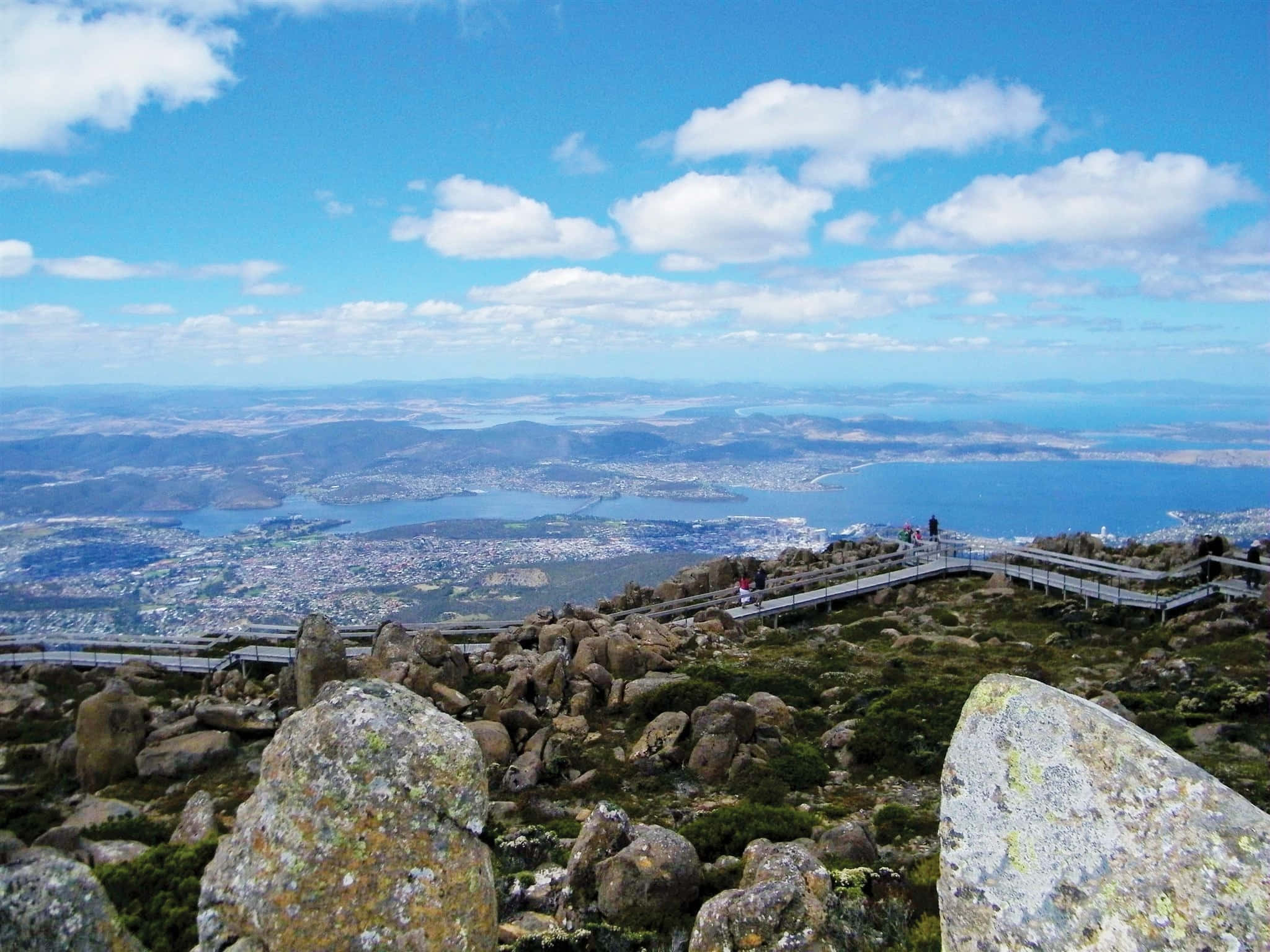 Hobart Australia, sunset, rocky mountain summit, Full HD Desktop Wallpaper