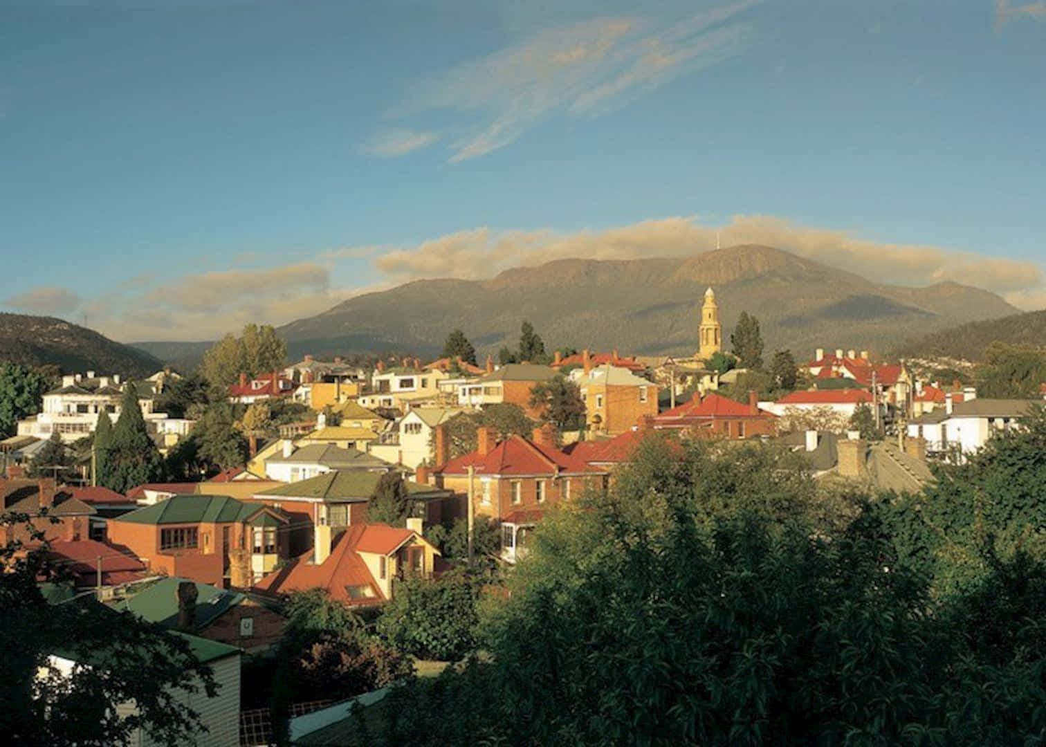 Hobart, Australia, sunlit hillside town, HD Desktop Wallpaper