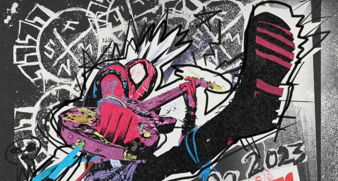 Hobie Brown, pink and black masked guitarist, purple electric guitar, SD Desktop Wallpaper