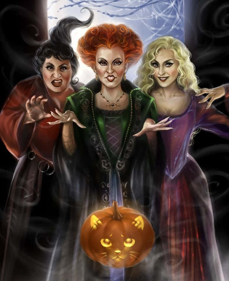 Hocus Pocus, iPhone, three animated witches, SD Phone Wallpaper