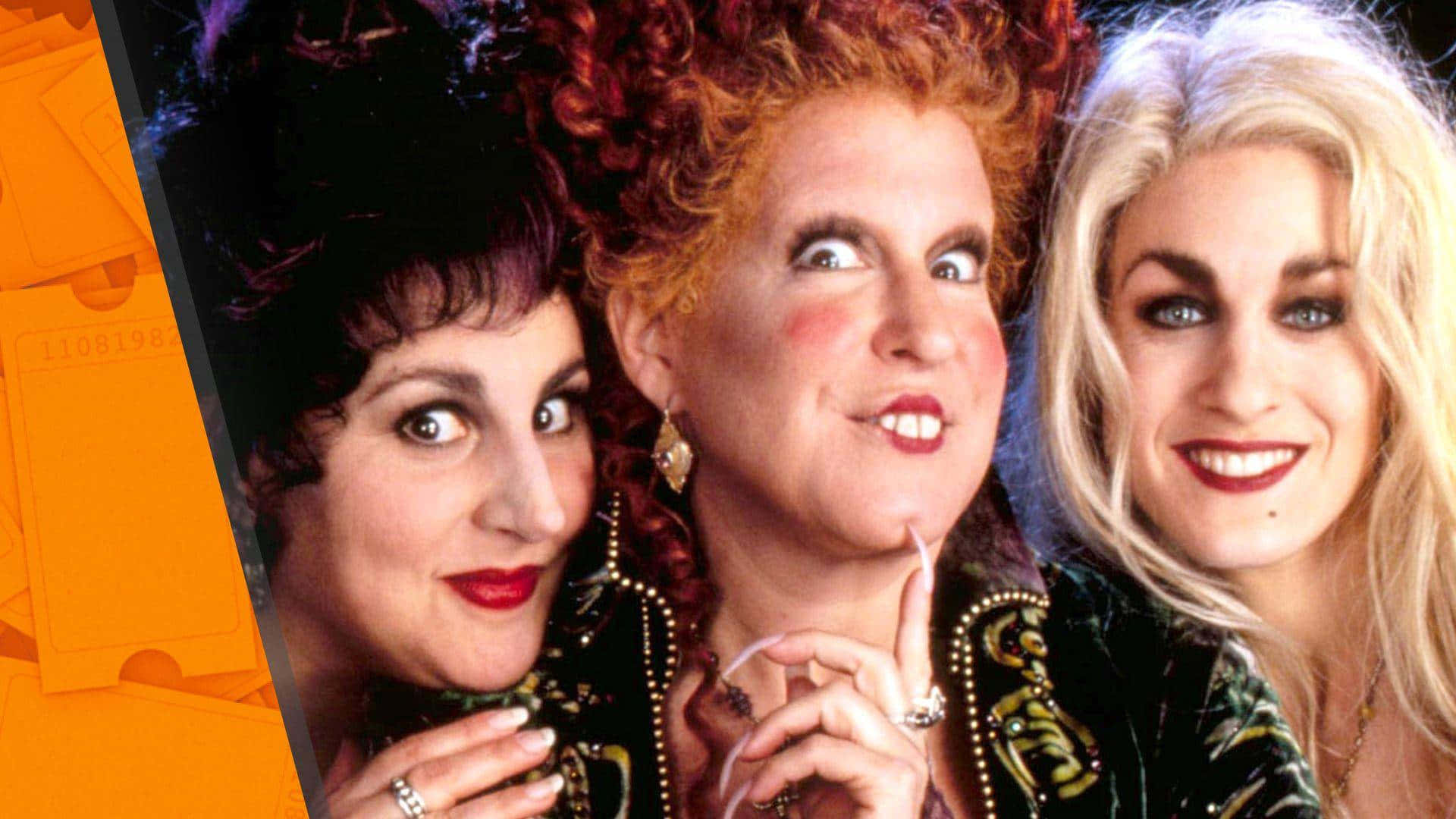 Hocus Pocus, witches, orange background, Full HD Desktop Wallpaper