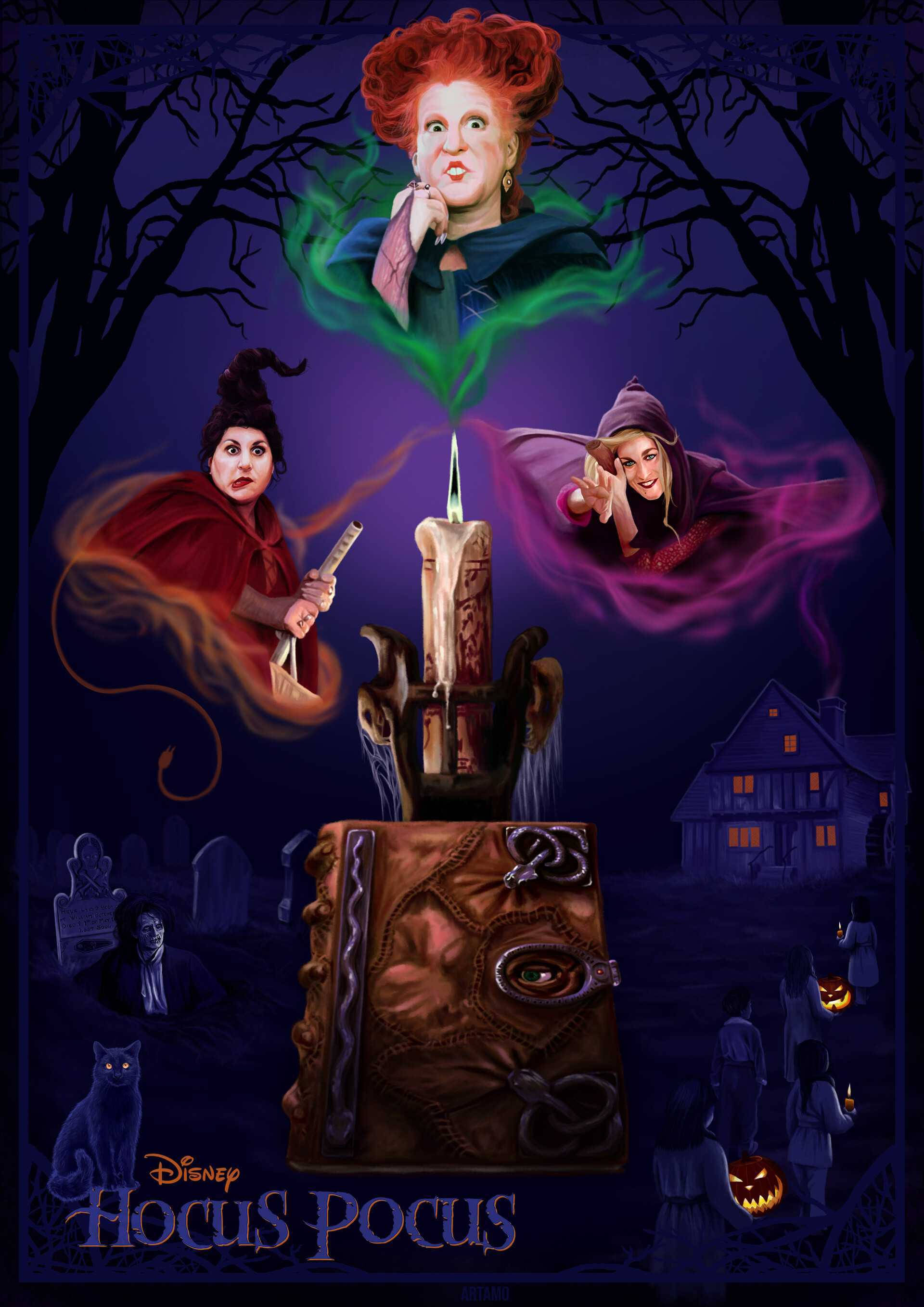 Hocus Pocus, movie poster, three witches, 2K Phone Wallpaper