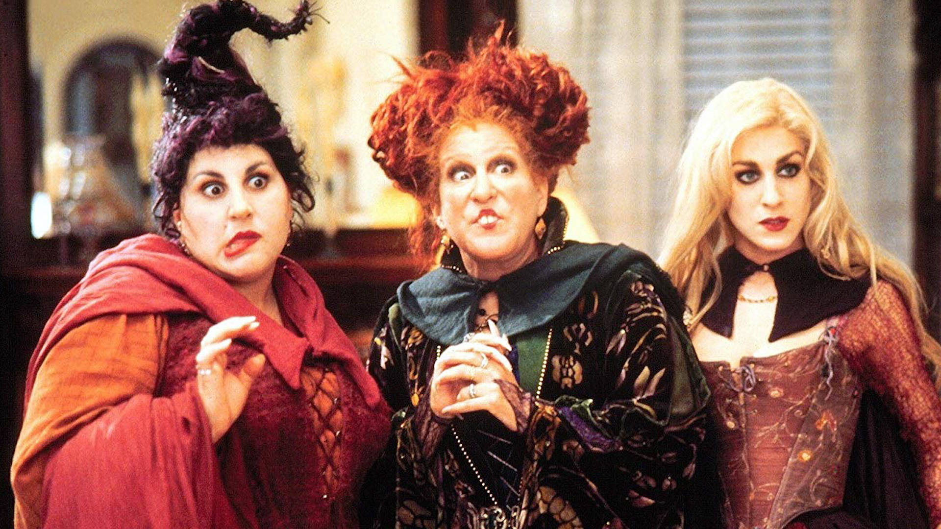 Hocus Pocus, three witches, wild hair, Full HD Desktop Wallpaper