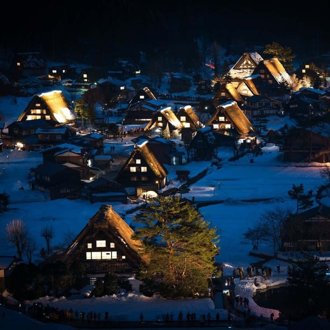 Hogsmeade, thatched-roof houses, mountain village, SD Desktop Wallpaper