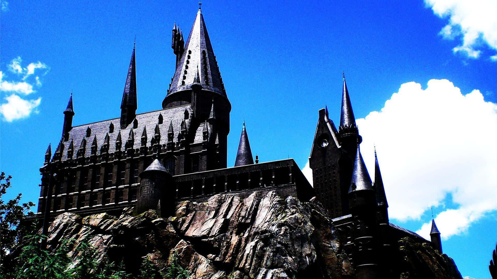 Hogwarts Castle, Twilight, spires, Full HD Desktop Wallpaper
