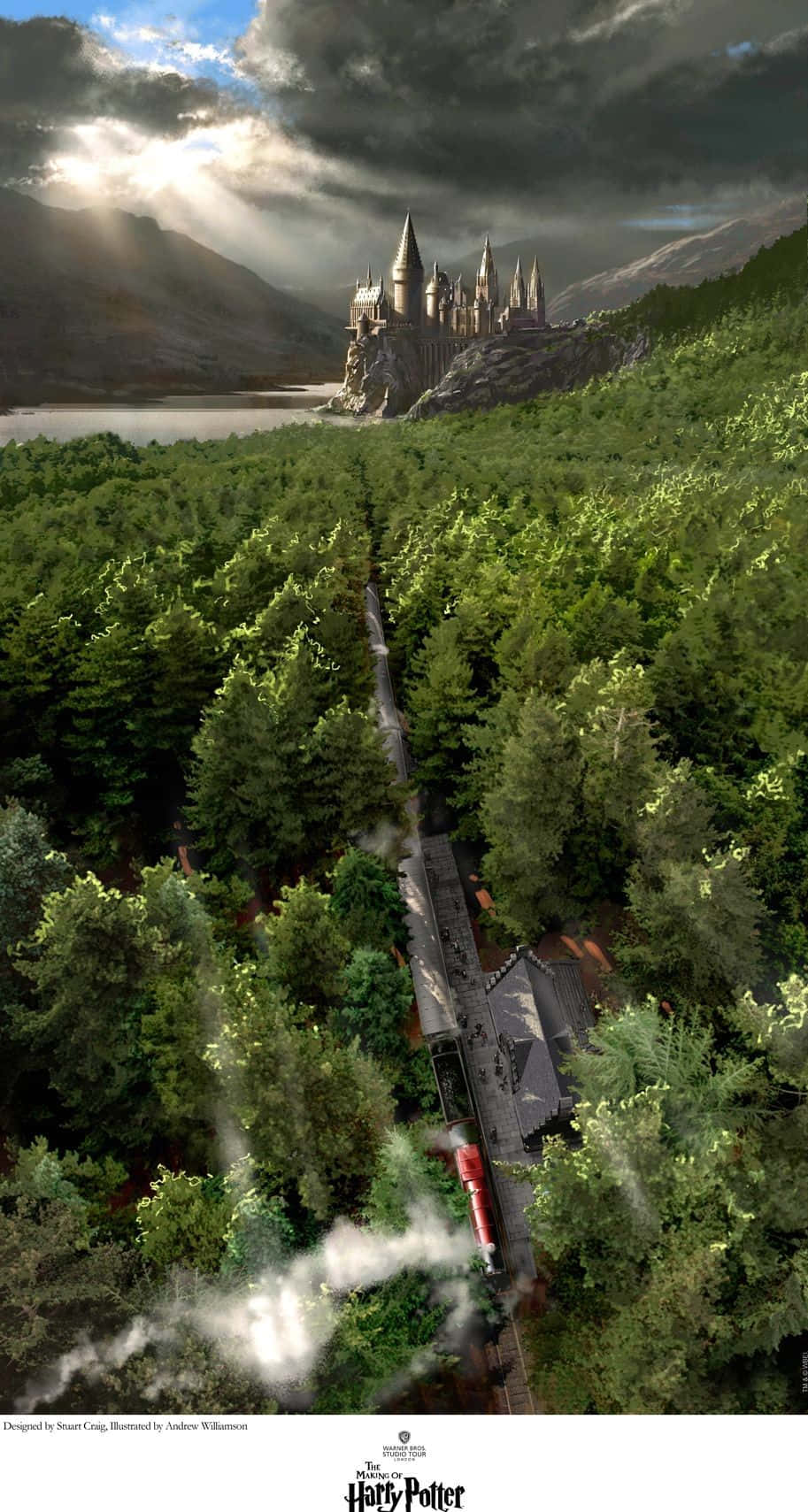 Hogwarts Express, red steam train, dense green forest, HD Phone Wallpaper