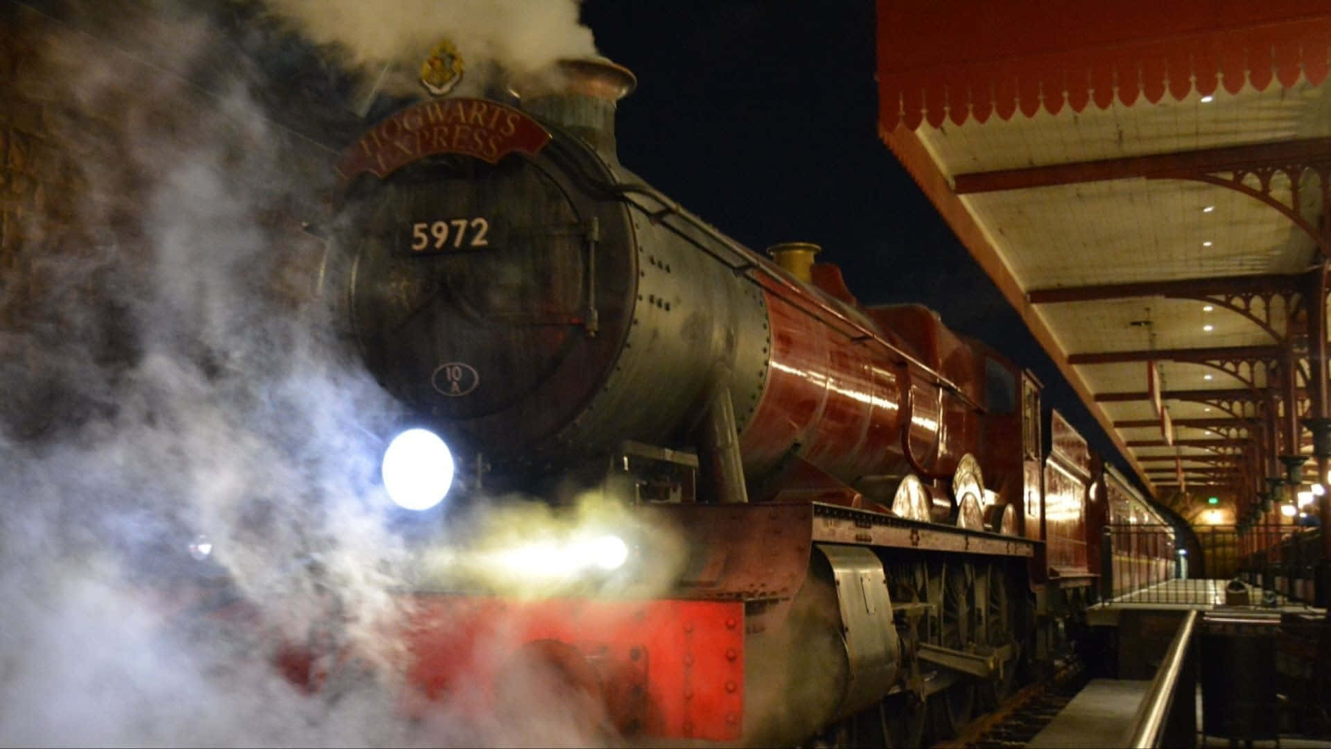 Hogwarts Express, steam train, night, Full HD Desktop Wallpaper