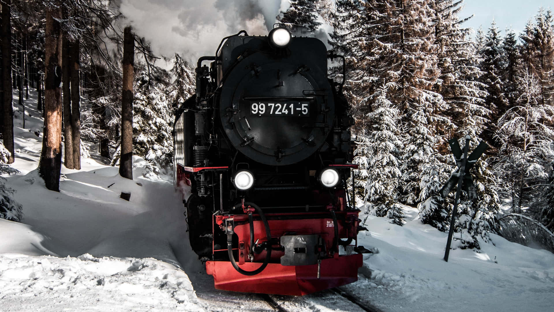 Hogwarts Express, black steam locomotive, red accents, Full HD Desktop Wallpaper