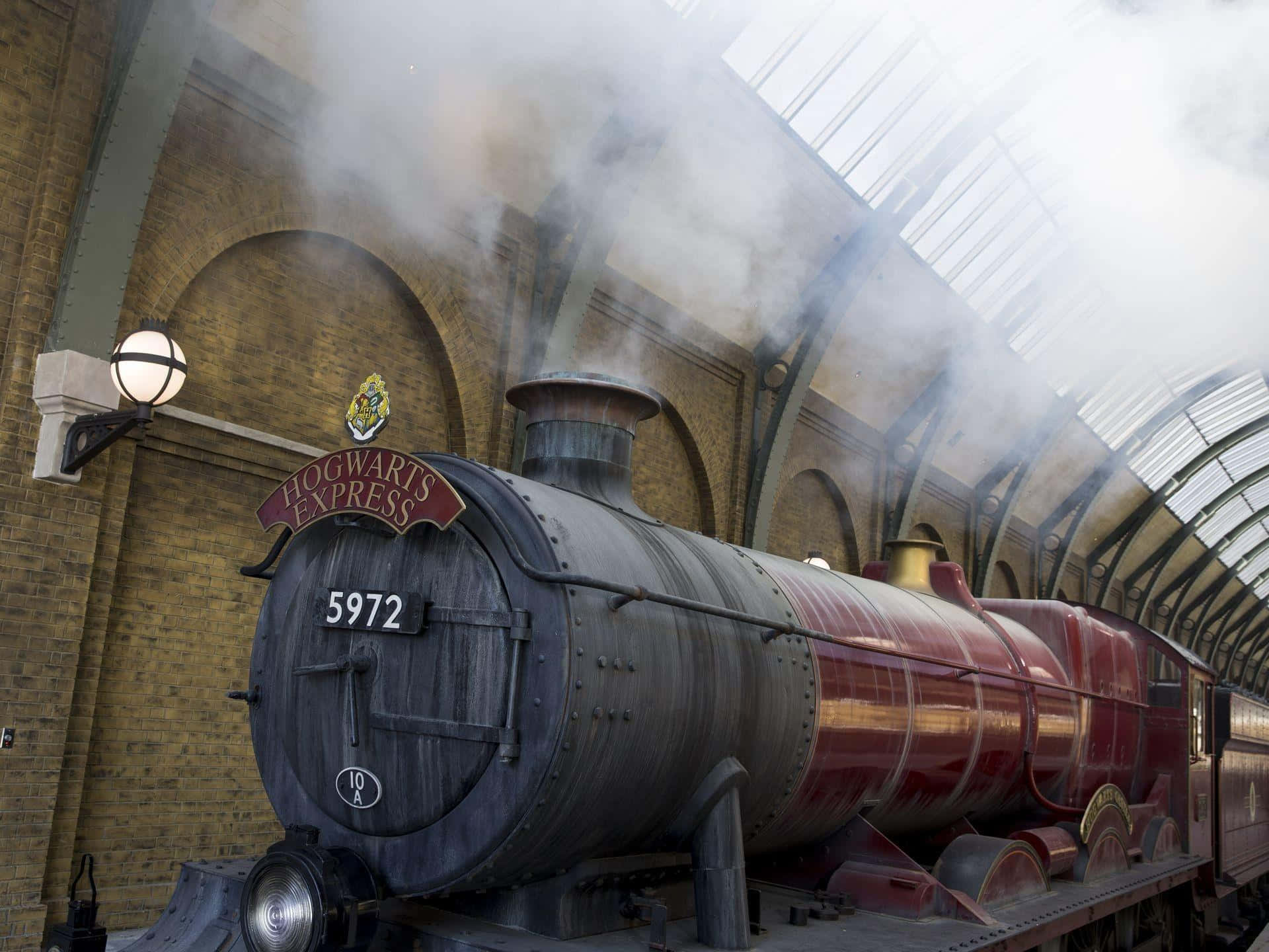 Hogwarts Express, steam train, arched station, Full HD Desktop Wallpaper