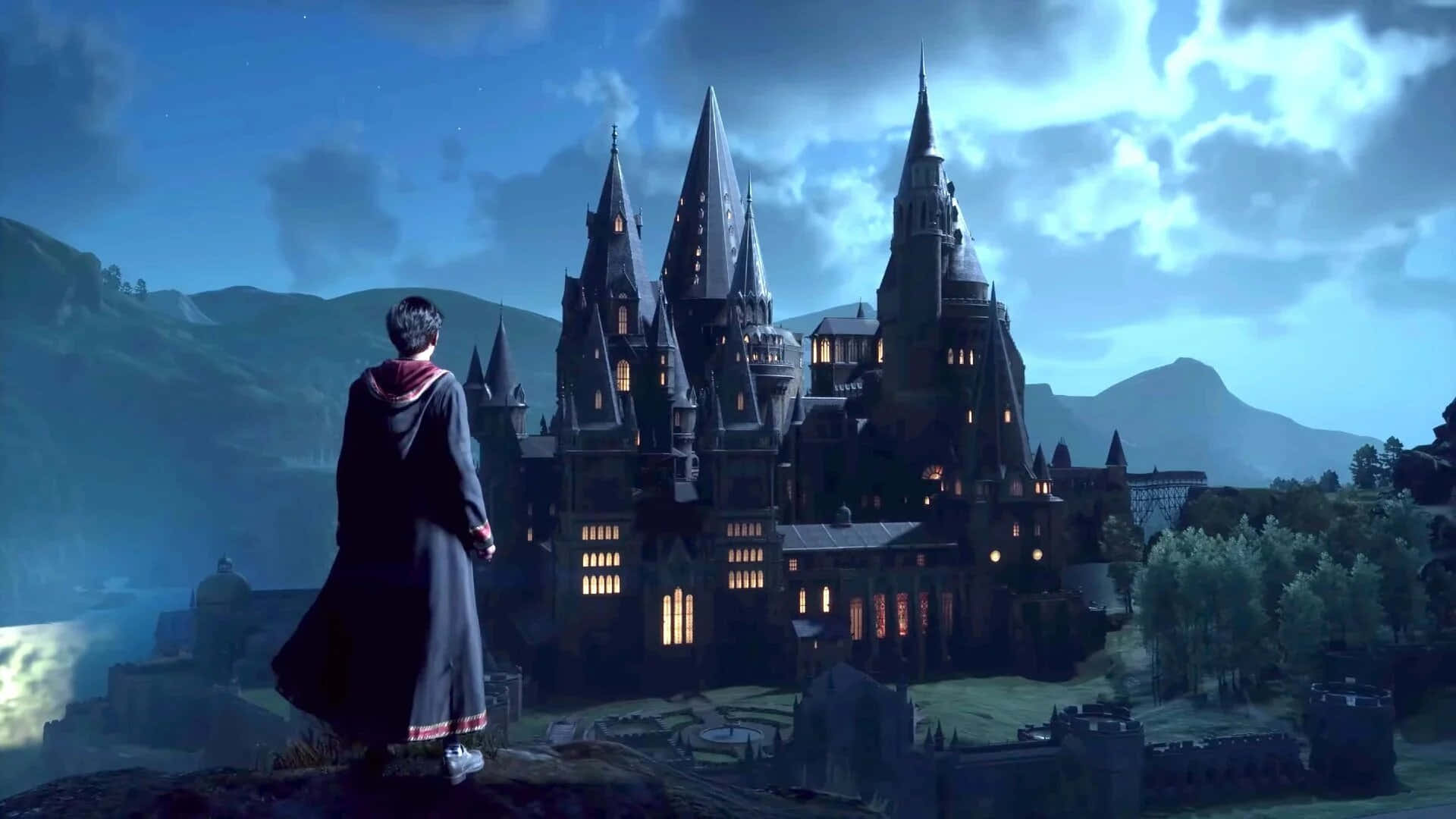 Hogwarts Legacy, magical evening, dark robe, Full HD Desktop Wallpaper