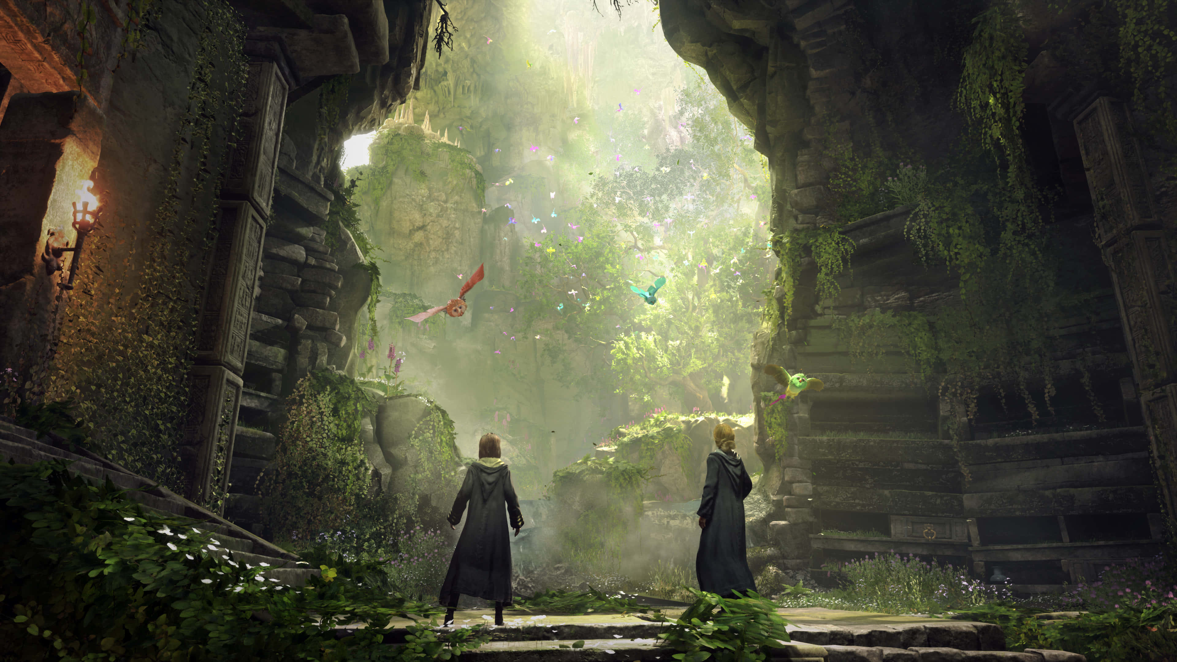 Hogwarts Legacy, magical ruins, dark cloaks, 4K Desktop Wallpaper