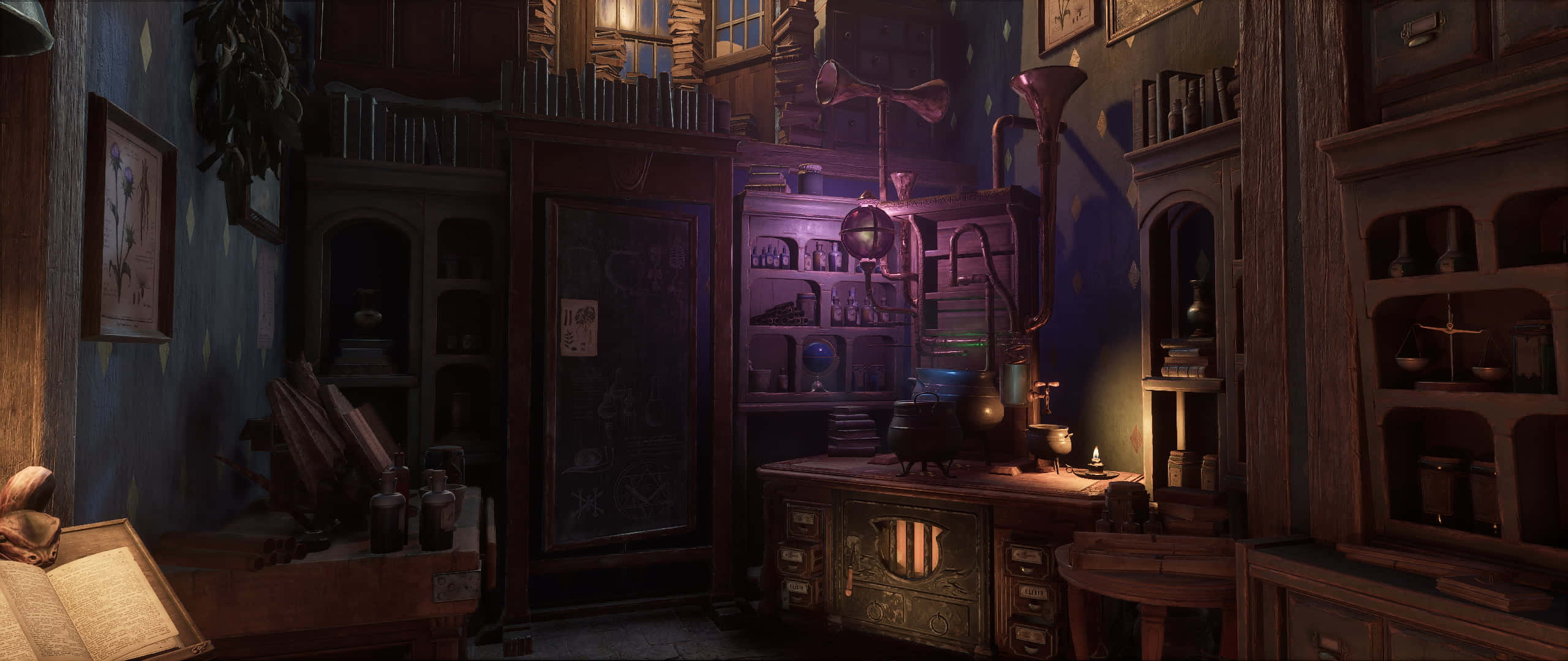 Hogwarts Legacy, magical potions classroom, alchemist's lab, 2K Desktop Wallpaper