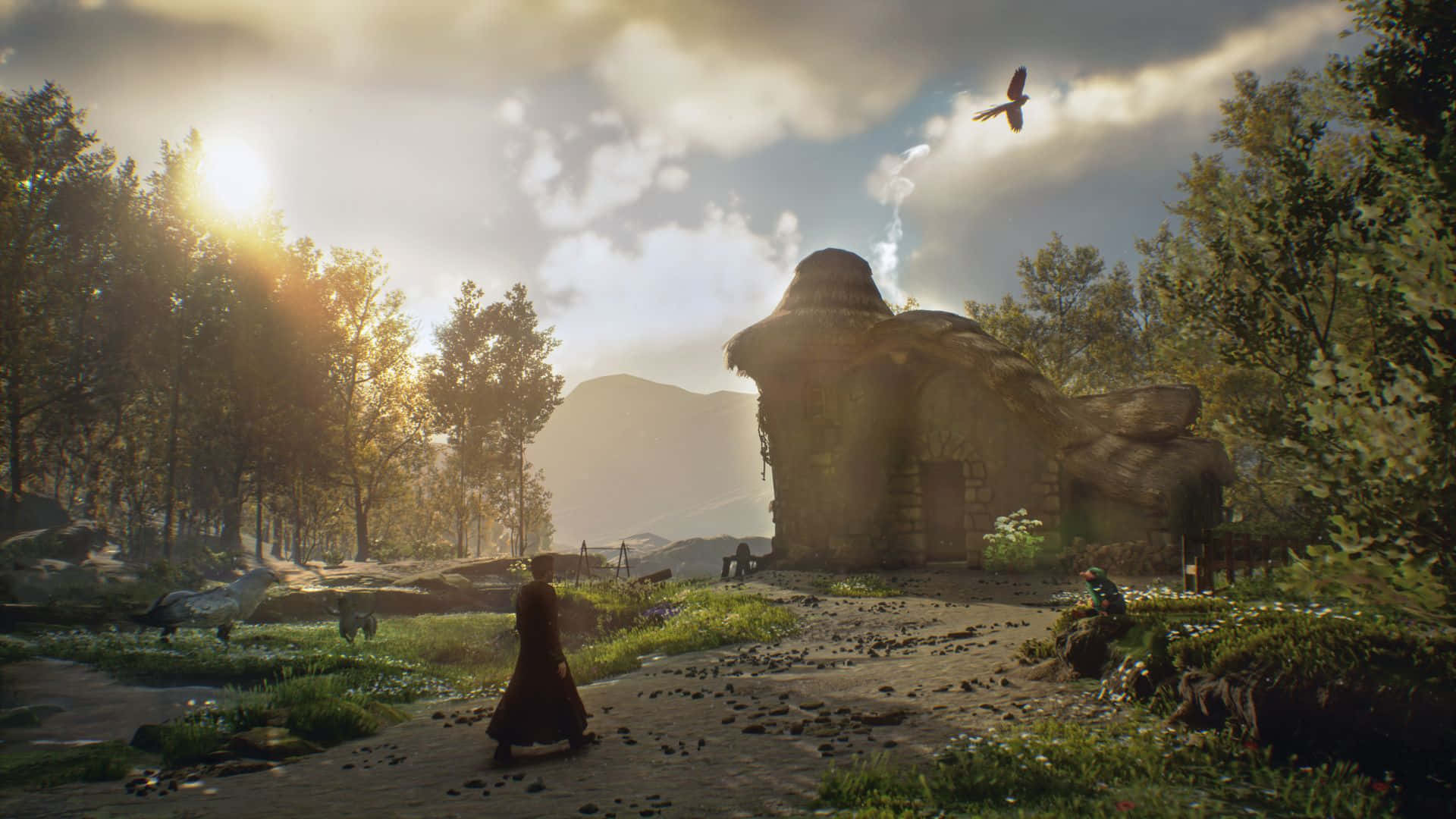 Hogwarts Legacy, sunset, magic cottage, Full HD Desktop Wallpaper